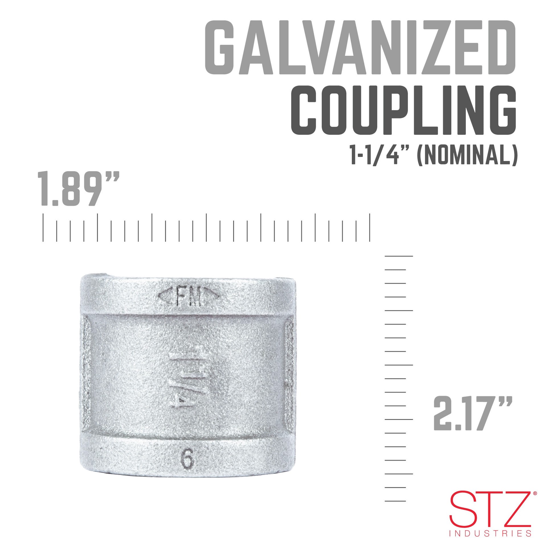 slide 4 of 6, RELIABILT 1-1/4-in Galvanized Coupling, 1 ct