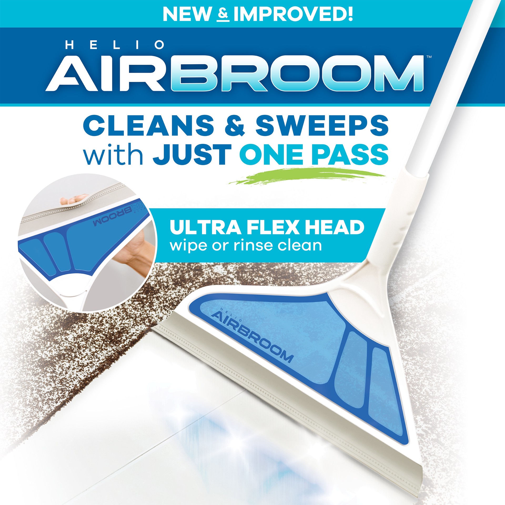 slide 4 of 6, Helio AIR Broom 12-in Plastic Multi-surface Angle with dustpan Upright Broom, 1 ct