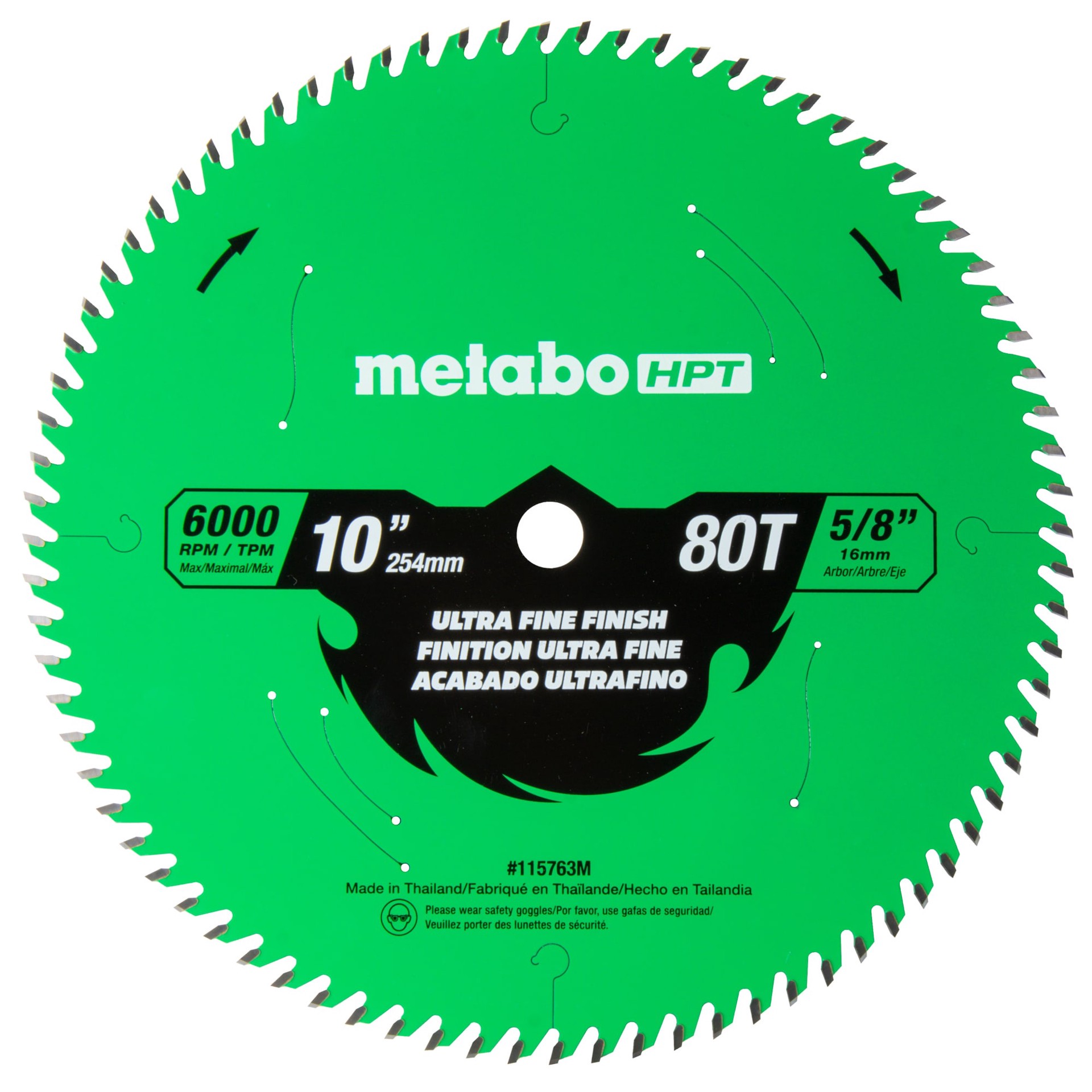 slide 1 of 1, Metabo HPT 10-in 80 -Tooth Ultra fine Finish Tungsten carbide-tipped steel Circular saw blade Individual, 1 ct