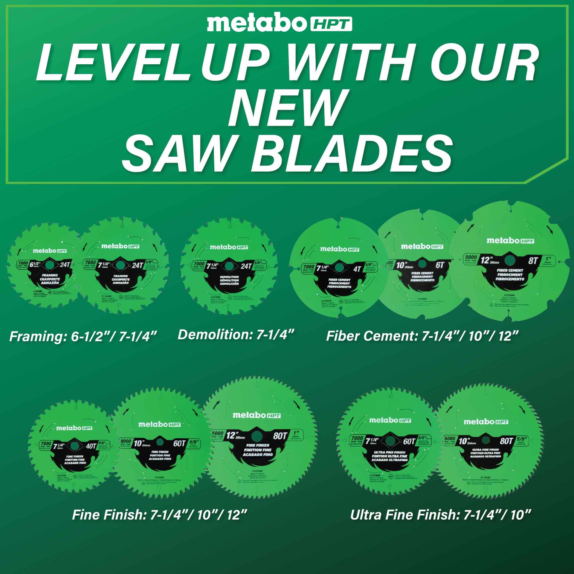 slide 6 of 6, Metabo HPT 12-in 80 -Tooth Fine Finish Tungsten carbide-tipped steel Circular saw blade Individual, 1 ct