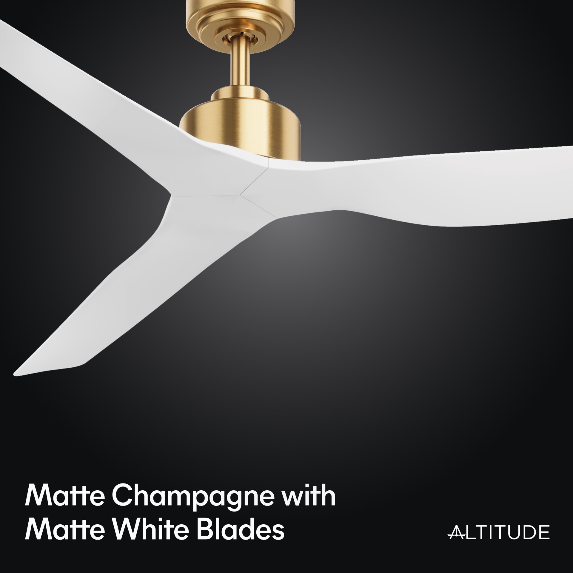 slide 4 of 6, ALTITUDE Skylark 52-in Matte Champagne with Matte White Blades Covered Outdoor Smart Propeller Ceiling Fan Without Light 3 -Blade, 1 ct