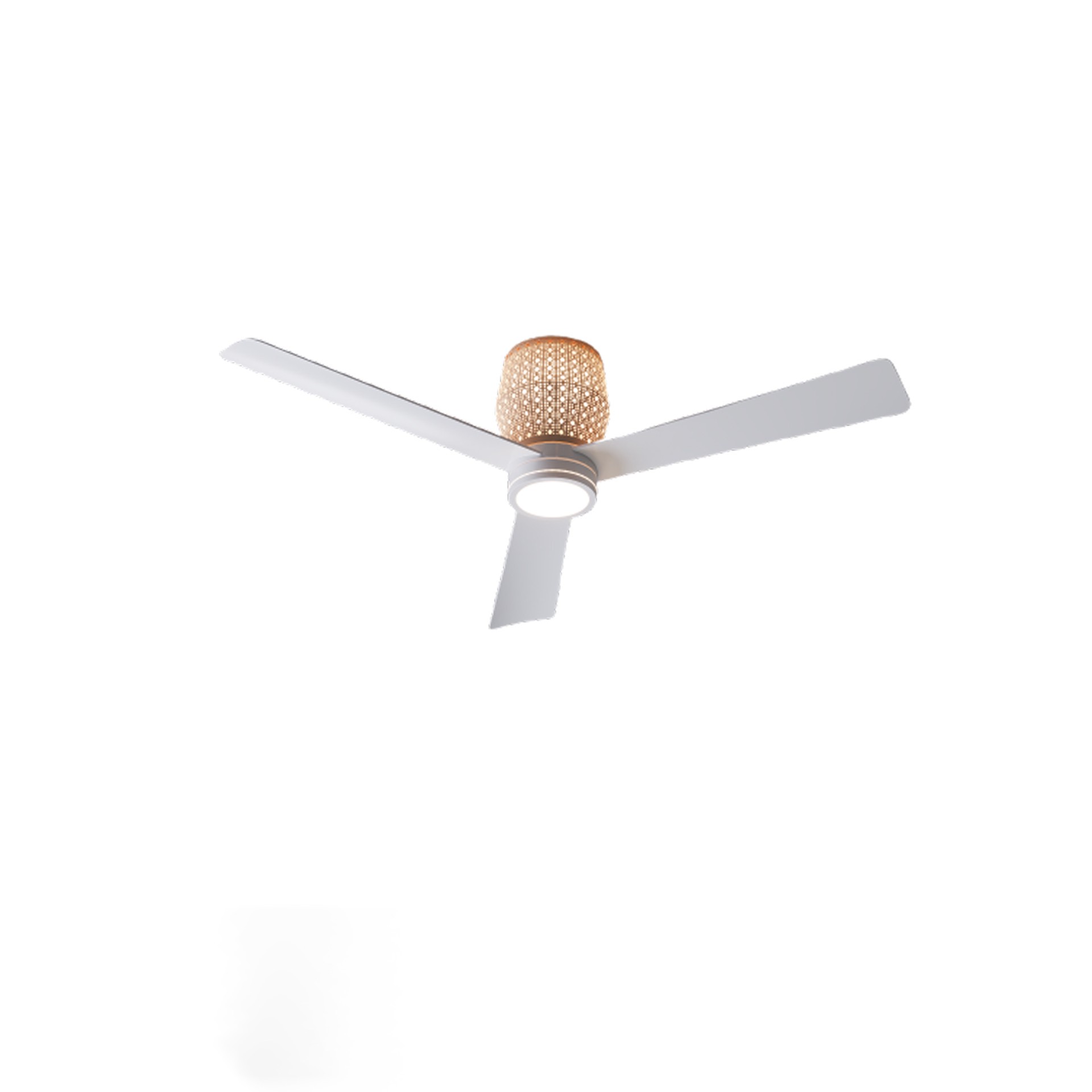 slide 1 of 6, ALTITUDE Banyan 52-in Matte White with Matte White Blades with Natural Rattan Top Cover Blades Color-Changing Integrated LED Covered Outdoor Smart Ceiling Fan With Light 3 -Blade, 1 ct