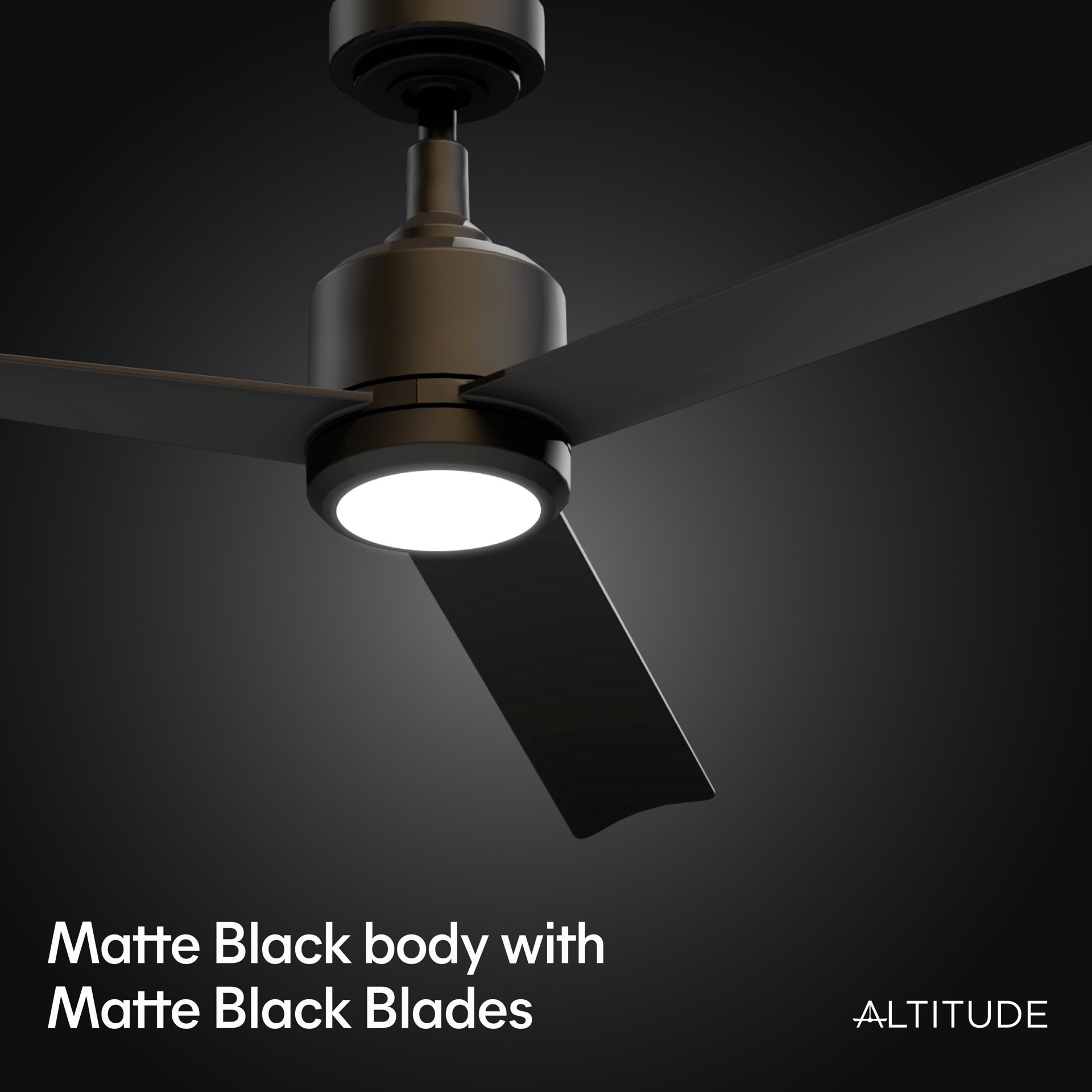slide 4 of 6, ALTITUDE Troy 60-in Matte Black with Matte Black Blades Color-Changing Integrated LED Covered Outdoor Ceiling Fan With Light 3 -Blade, 1 ct
