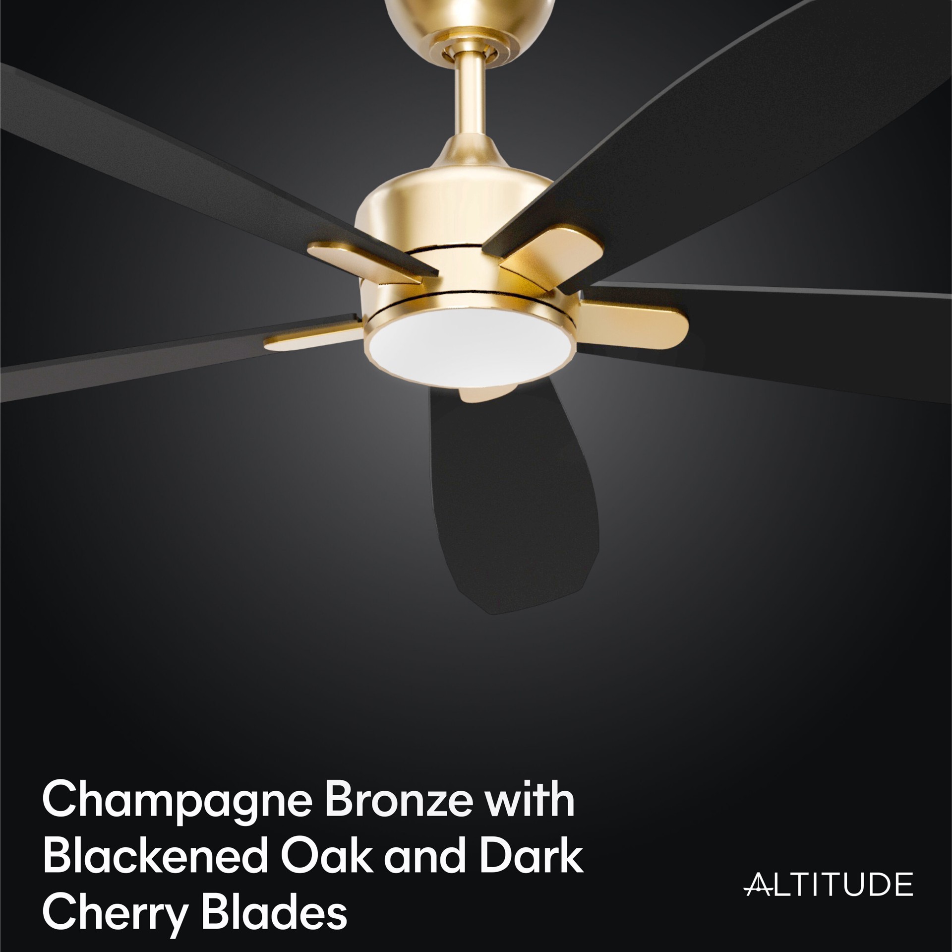slide 4 of 6, ALTITUDE Dragonfly 56-in Matte Champagne with Plywood Blades Blades Color-Changing Integrated LED Covered Outdoor Smart Ceiling Fan With Light and Remote Included 5 -Blade, 1 ct