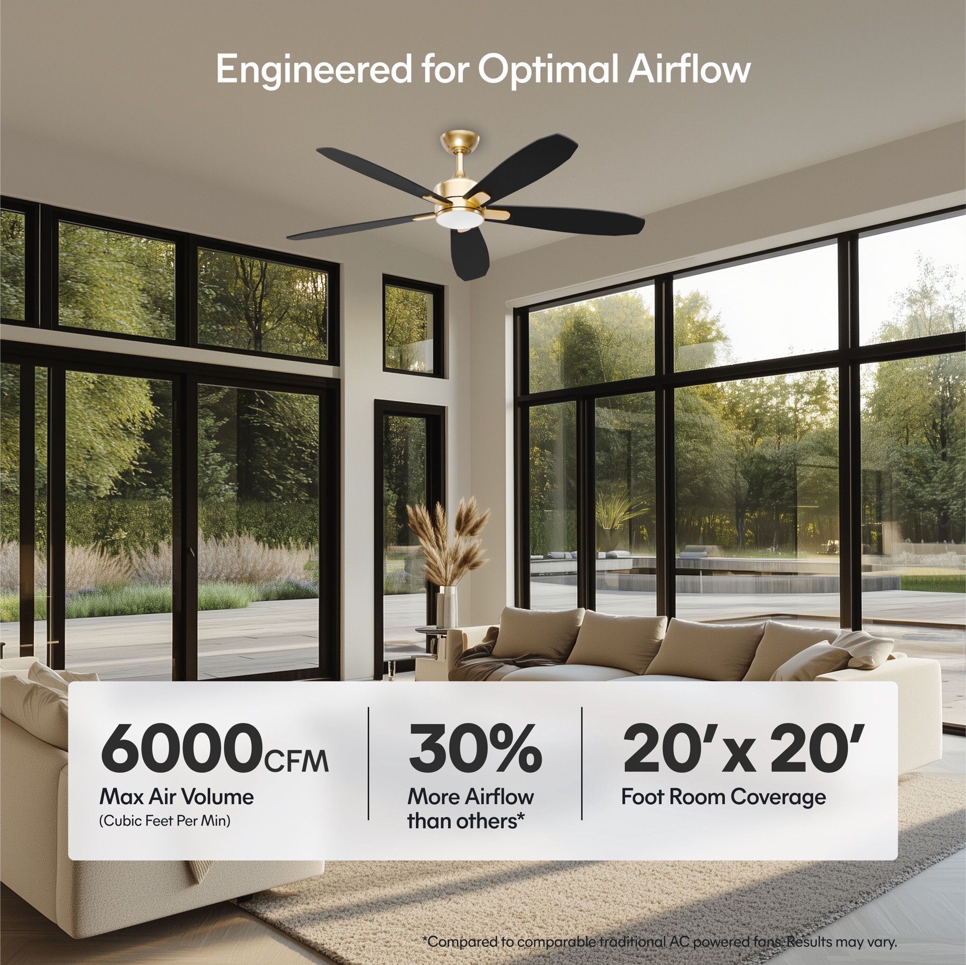 slide 6 of 6, ALTITUDE Dragonfly 56-in Matte Champagne with Plywood Blades Blades Color-Changing Integrated LED Covered Outdoor Smart Ceiling Fan With Light and Remote Included 5 -Blade, 1 ct