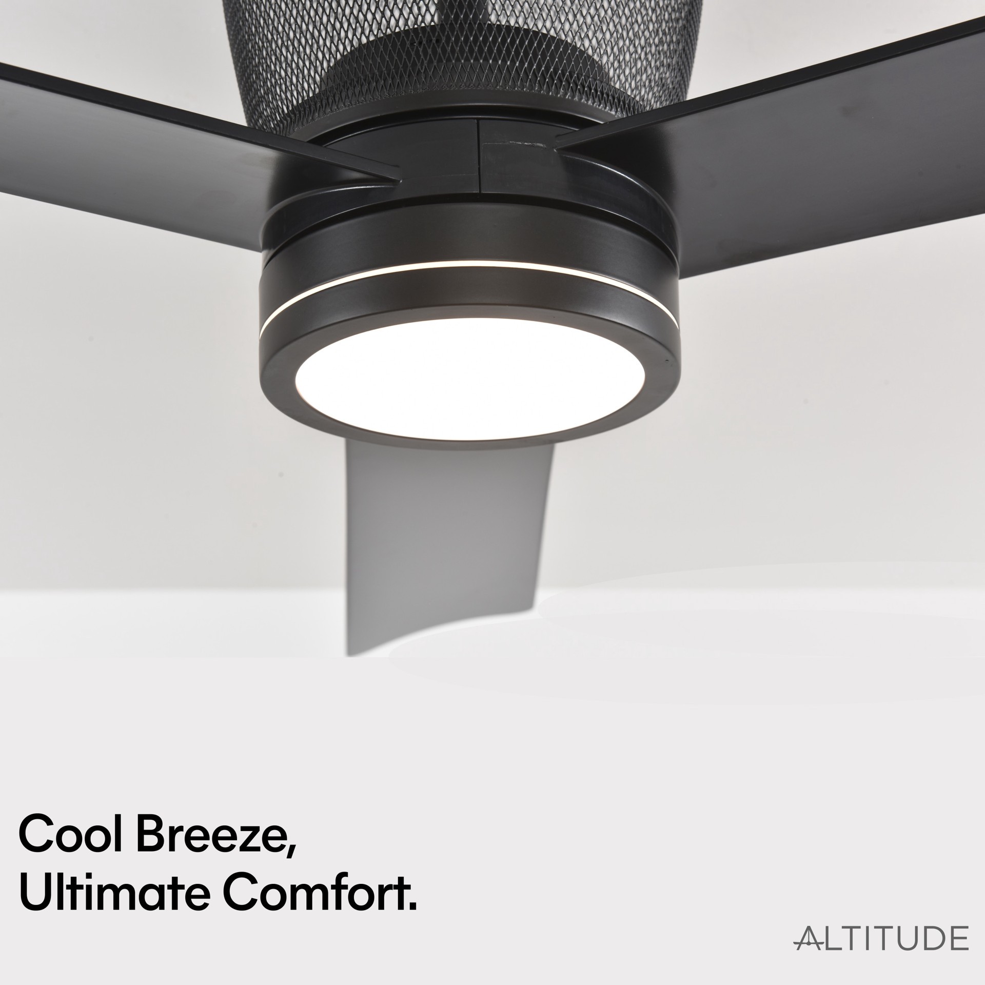 slide 5 of 6, ALTITUDE Moxy 52-in Matte Black with Matte Black Blades Color-Changing Integrated LED Covered Outdoor Smart Cage Ceiling Fan With Light 3 -Blade, 1 ct