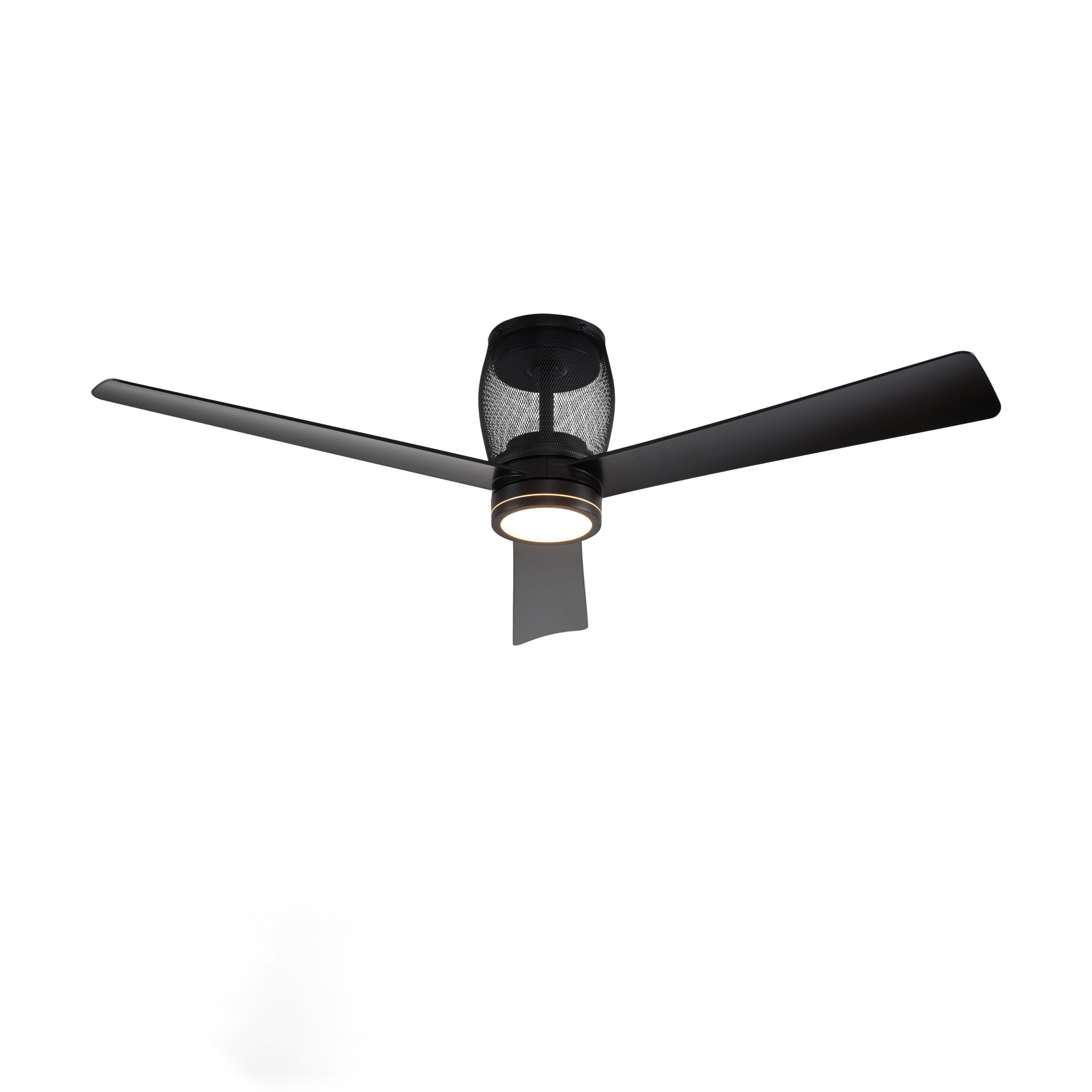 slide 1 of 6, ALTITUDE Moxy 52-in Matte Black with Matte Black Blades Color-Changing Integrated LED Covered Outdoor Smart Cage Ceiling Fan With Light 3 -Blade, 1 ct