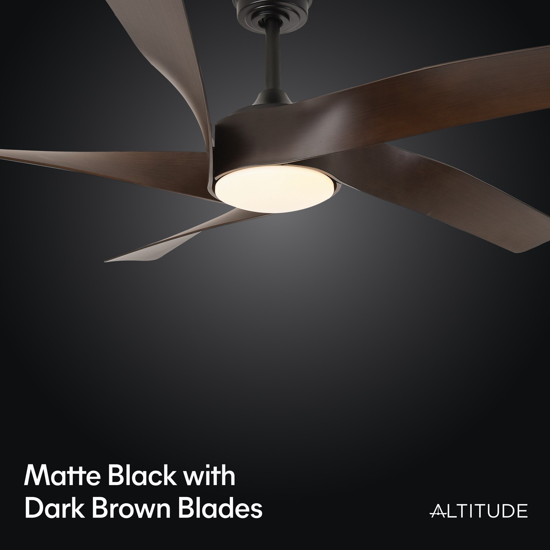 slide 4 of 6, ALTITUDE Mighty Condor 60-in Color-Changing Integrated LED Outdoor Smart Matte Black with Dark Brown Blades Blades Ceiling Fan With Light - Remote Included ( 5 -Blade ), 1 ct