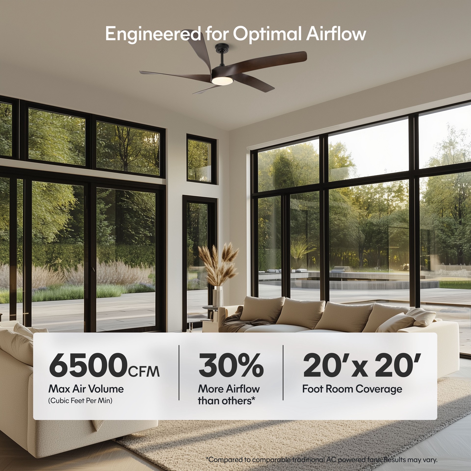 slide 6 of 6, ALTITUDE Mighty Condor 60-in Color-Changing Integrated LED Outdoor Smart Matte Black with Dark Brown Blades Blades Ceiling Fan With Light - Remote Included ( 5 -Blade ), 1 ct