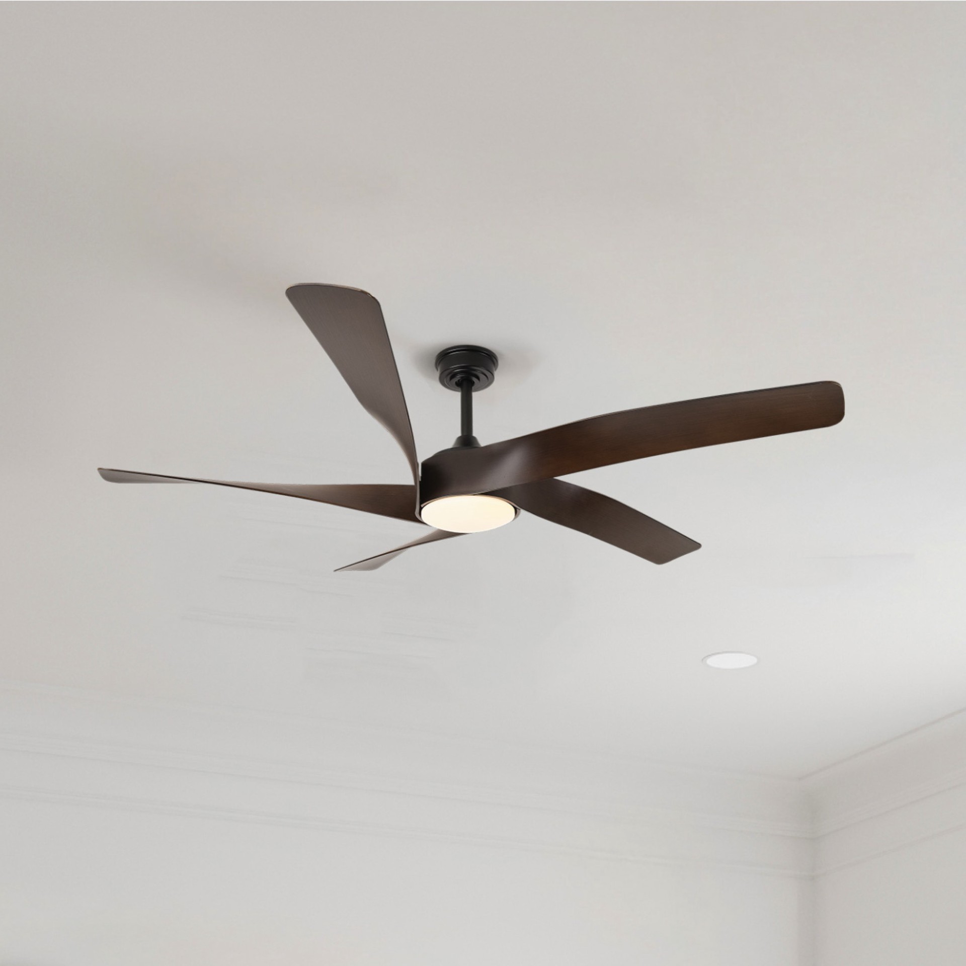 slide 1 of 6, ALTITUDE Mighty Condor 60-in Color-Changing Integrated LED Outdoor Smart Matte Black with Dark Brown Blades Blades Ceiling Fan With Light - Remote Included ( 5 -Blade ), 1 ct