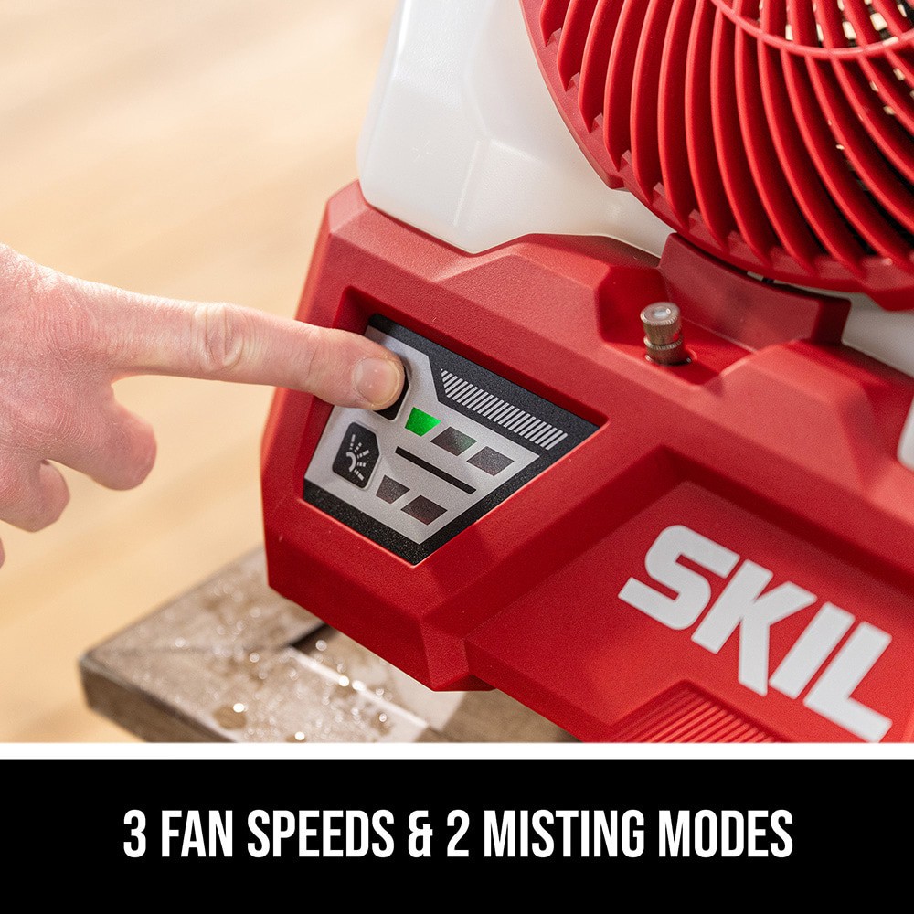 slide 5 of 6, SKIL 7-in 12 -Volt Indoor/Outdoor Red Misting Personal Fan Charger Included, 1 ct