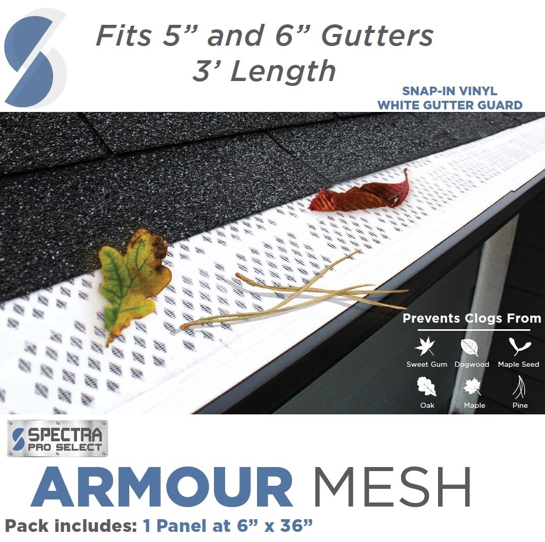 slide 5 of 6, Spectra Armour Mesh 6" x 3' Vinyl White Gutter Guard Vinyl K style 6-in x 3-ft Gutter guard, 1 ct