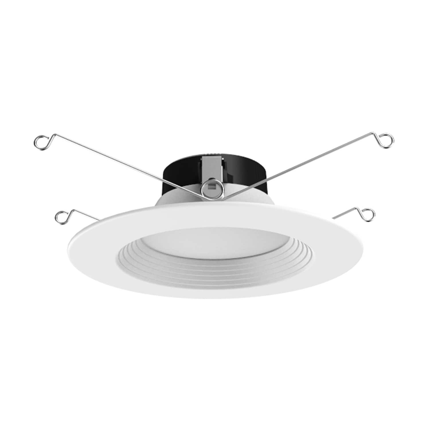slide 1 of 6, Utilitech White 6-in 1250 -Lumens Switchable white Round Dimmable LED Wet rated Recessed Downlight, 1 ct