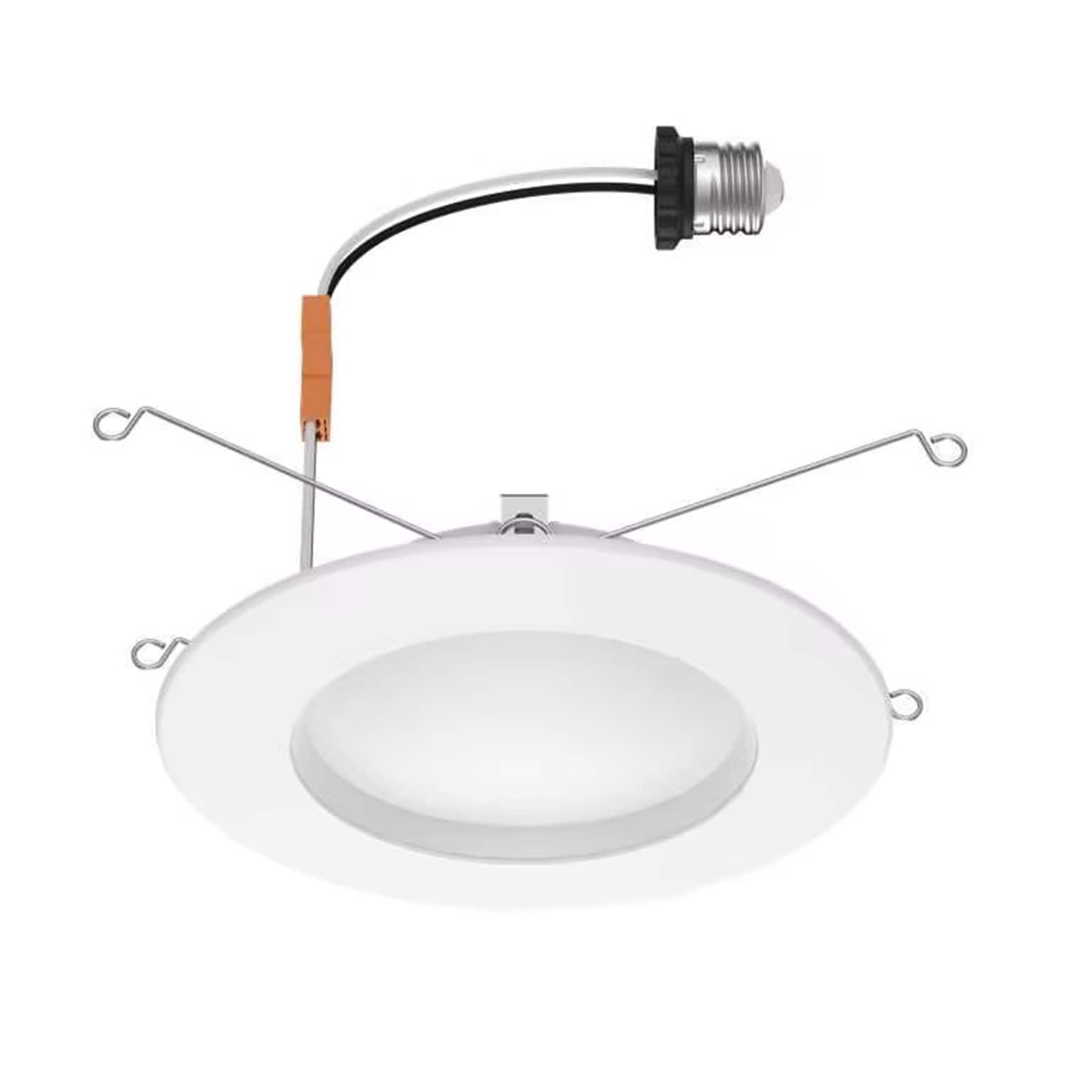 slide 2 of 6, Utilitech White 6-in 650 -Lumens Switchable white Round Dimmable LED Wet rated Recessed Downlight 6 -Pack, 1 ct