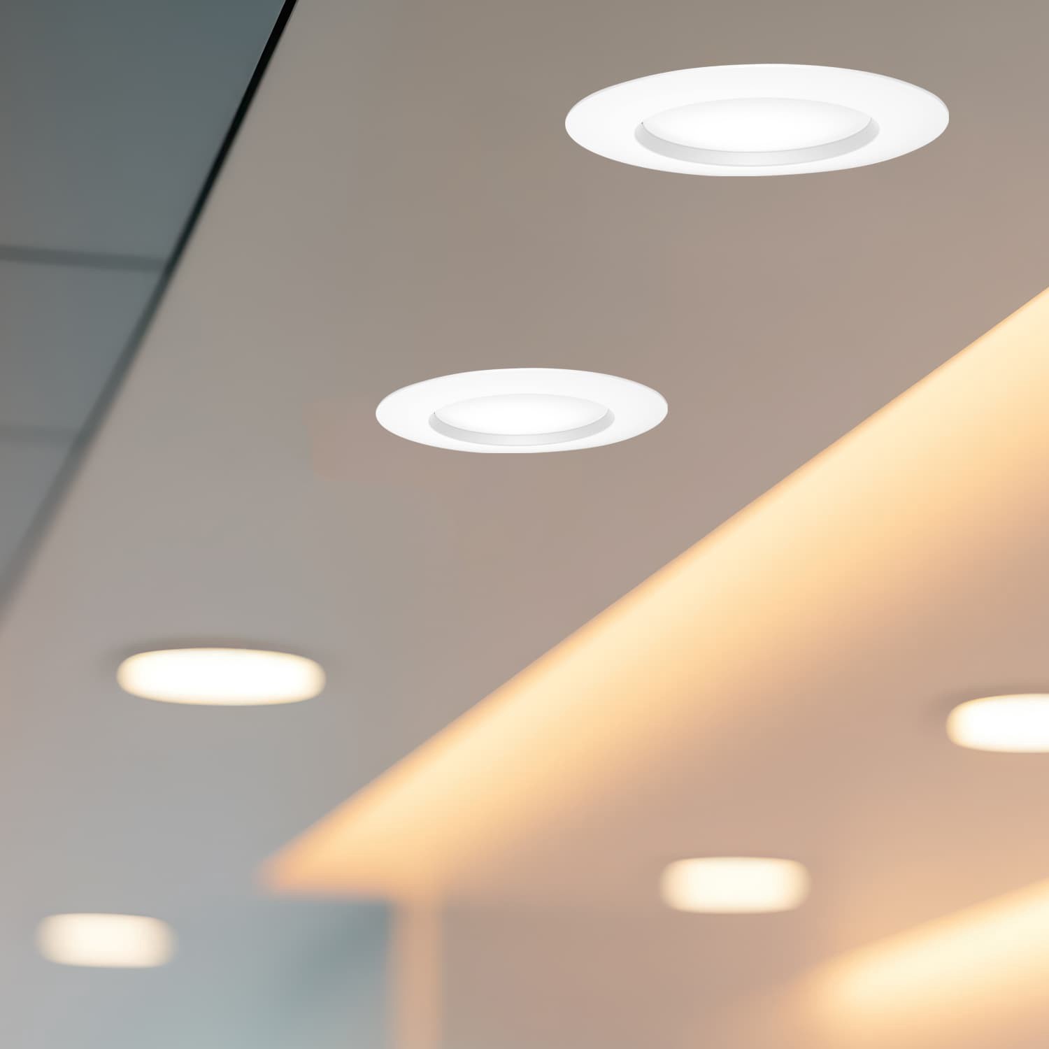 slide 6 of 6, Utilitech White 6-in 650 -Lumens Switchable white Round Dimmable LED Wet rated Recessed Downlight 6 -Pack, 1 ct