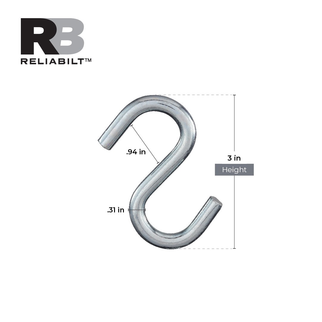 slide 3 of 6, RELIABILT 3.0-in Zinc Plated Zinc S-hook 2 -Pack, 1 ct