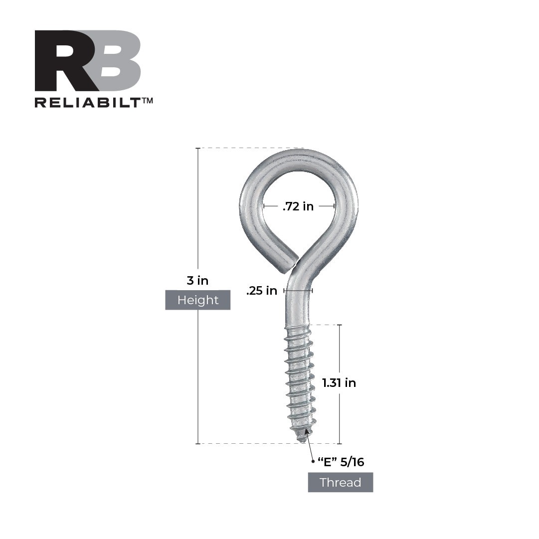 slide 3 of 6, RELIABILT 3/4-in 3-in Zinc-plated Interior/Exterior Coarse Thread Eye Bolt, 1 ct
