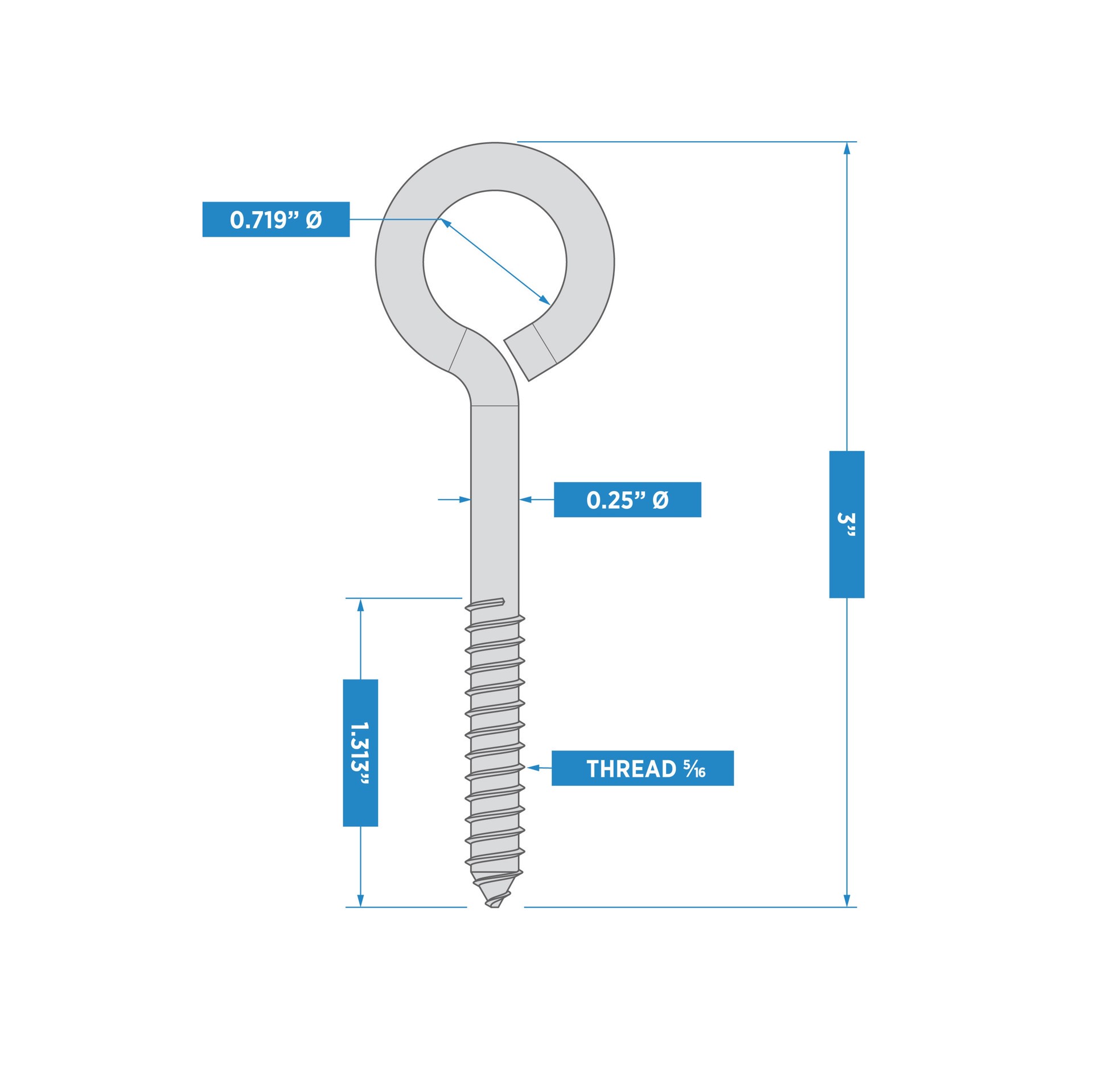 slide 4 of 6, RELIABILT 3/4-in 3-in Zinc-plated Interior/Exterior Coarse Thread Eye Bolt, 1 ct