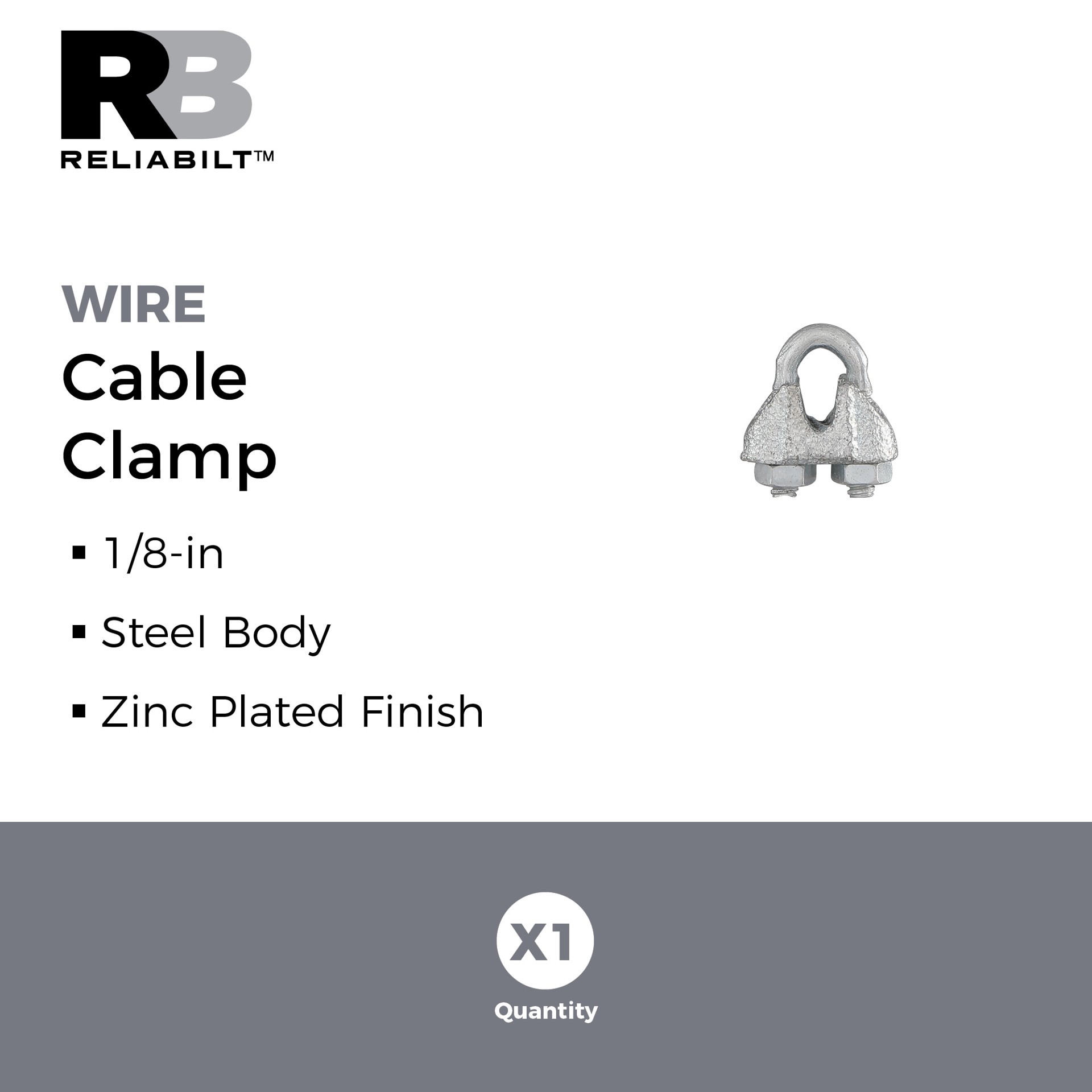 slide 2 of 6, RELIABILT N100-259- 1/8-in Wire Cable Clamp in Zinc Plated, 1 ct