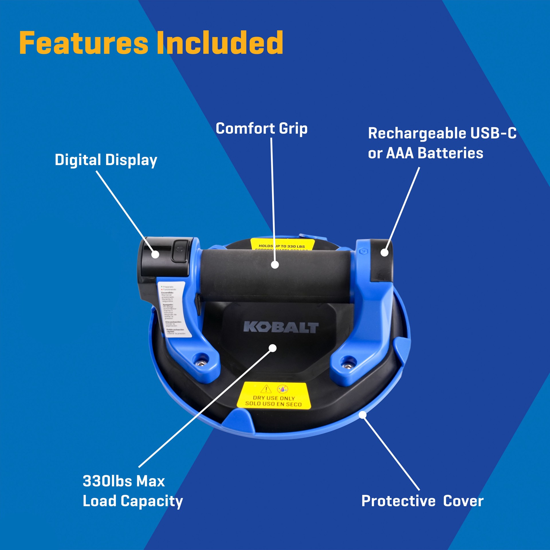 slide 3 of 6, Kobalt 330-lb 8-in Dia Plastic Tile Suction Cup, 1 ct