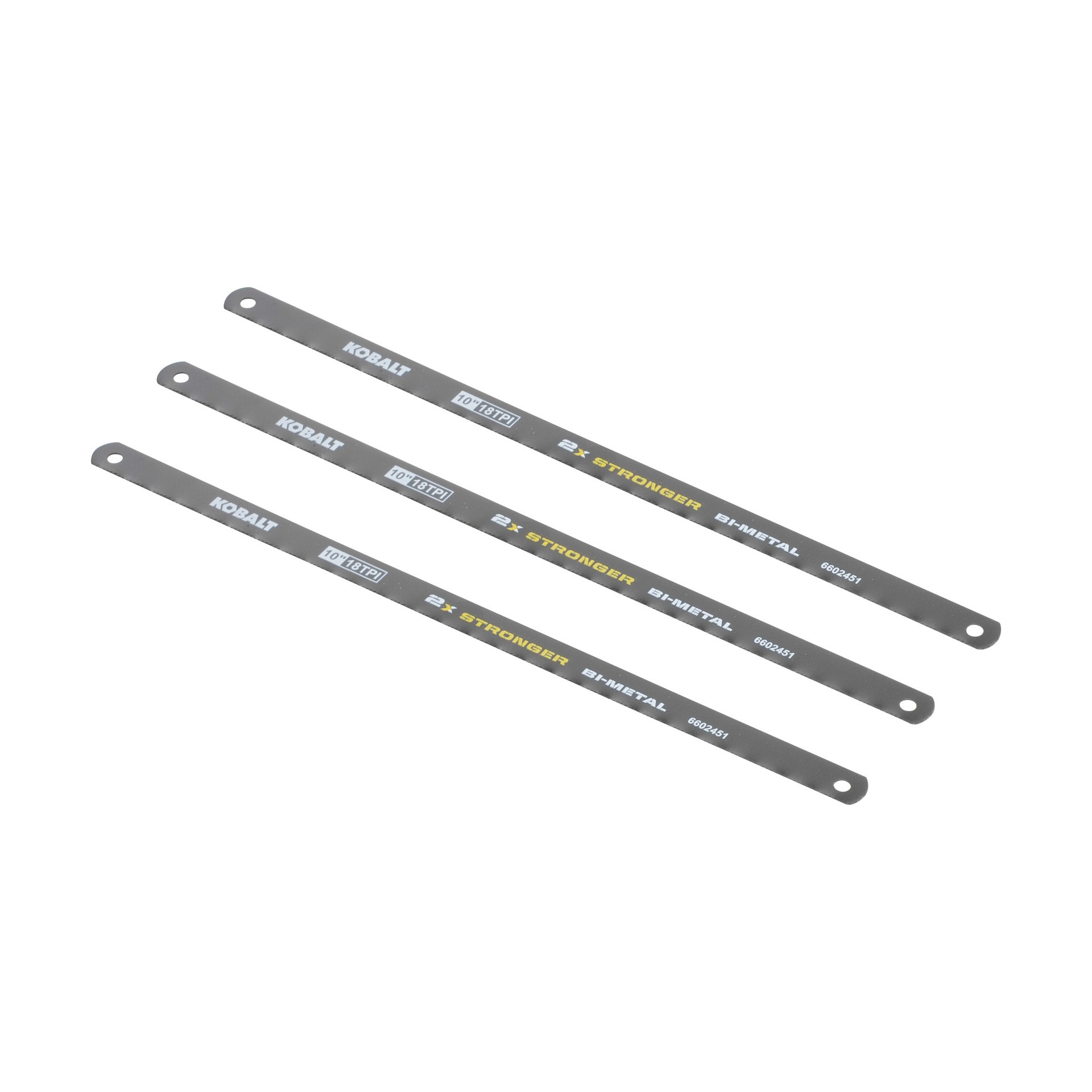 slide 2 of 4, Kobalt High Performance (2X stronger) 10-in Bi-metal Fine finish cut Hacksaw blade 3 -Pack, 1 ct