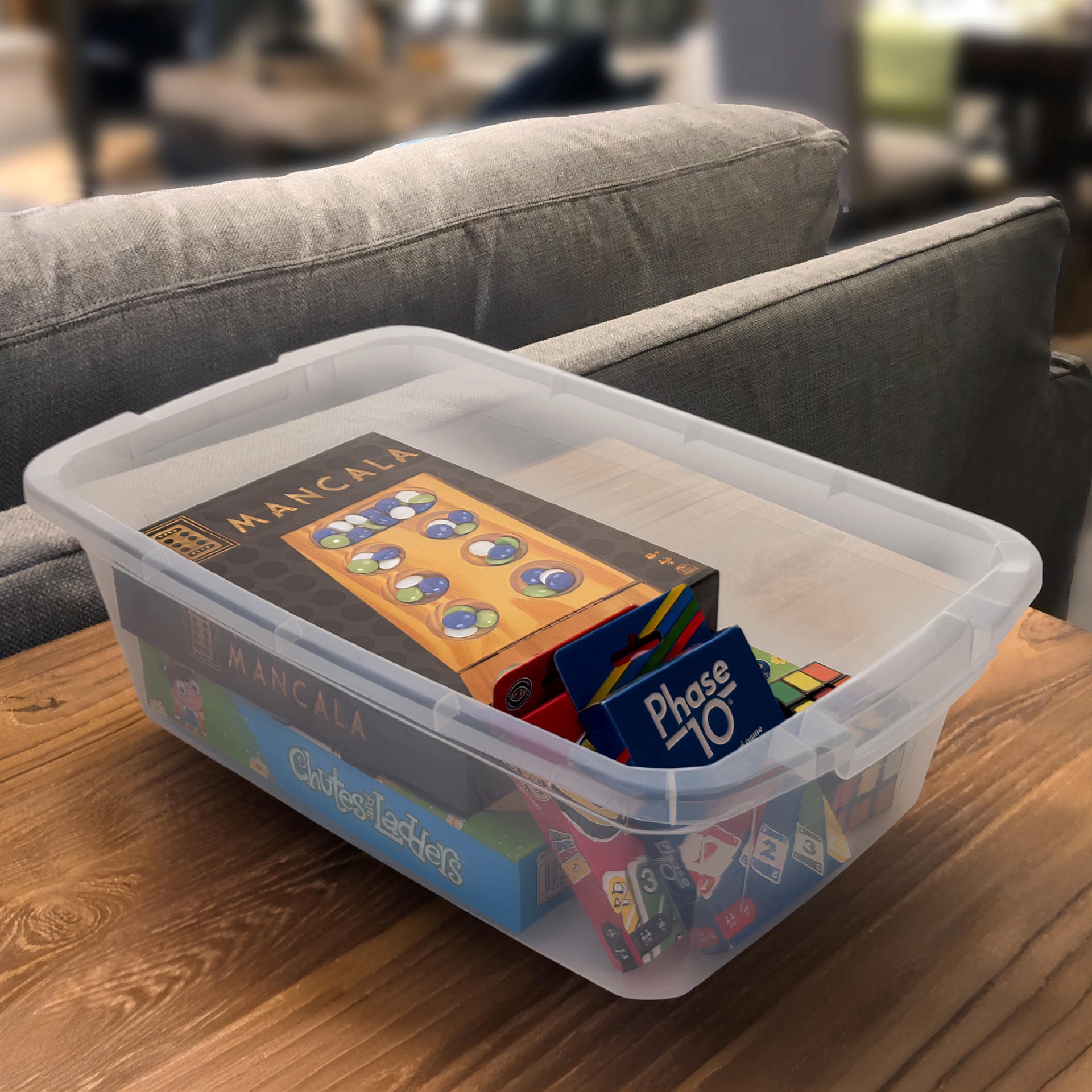 slide 6 of 6, Project Source Medium 3.25 -Gallons ( 13 -Quarts ) Clear Stackable Tote with Standard Snap Lid, 1 ct