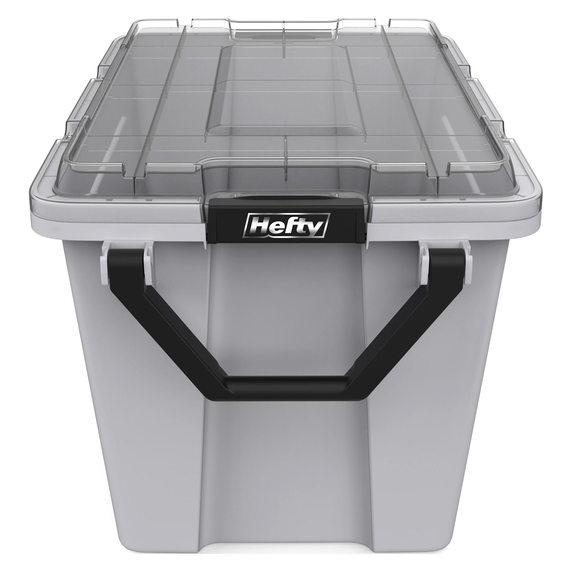 slide 6 of 6, Hefty MAX PRO X-large 28 -Gallons ( 112 -Quarts ) Gray Heavy Duty Rolling Stackable Tote with Latching Lid, 1 ct