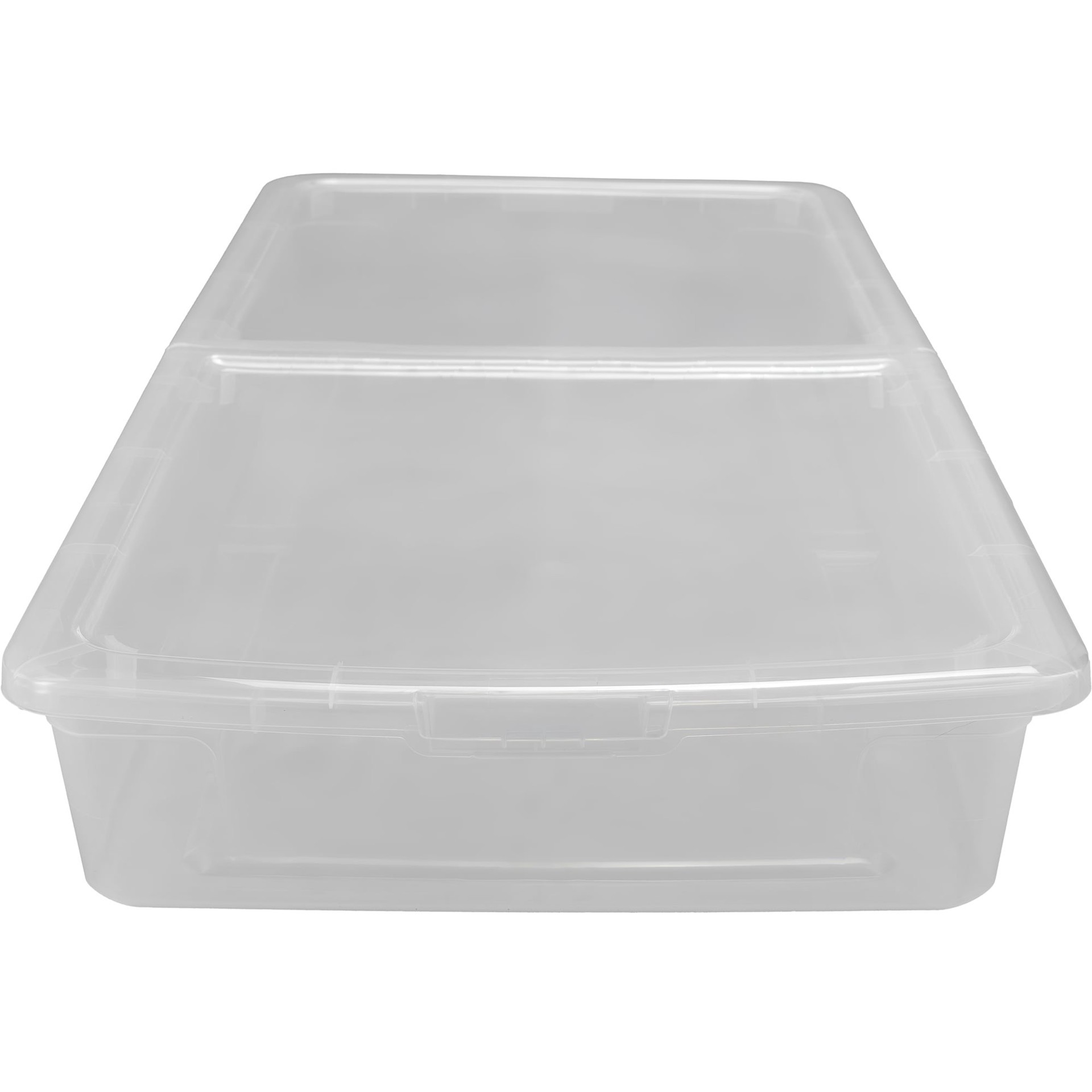 slide 3 of 6, Project Source X-large 17.5 -Gallons ( 70 -Quarts ) Clear Stackable Underbed tote with Standard Snap Lid, 1 ct