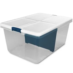 Project Source X-large 22.5 -Gallons ( 90.0 -Quarts ) Clear Stackable Tote with Latching Lid