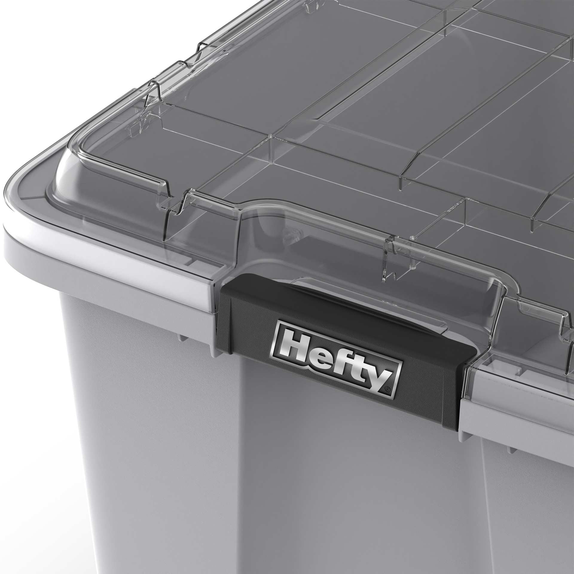 slide 6 of 6, Hefty MAX PRO X-large 18 -Gallons ( 72 -Quarts ) Gray Heavy Duty Stackable Tote with Latching Lid, 1 ct