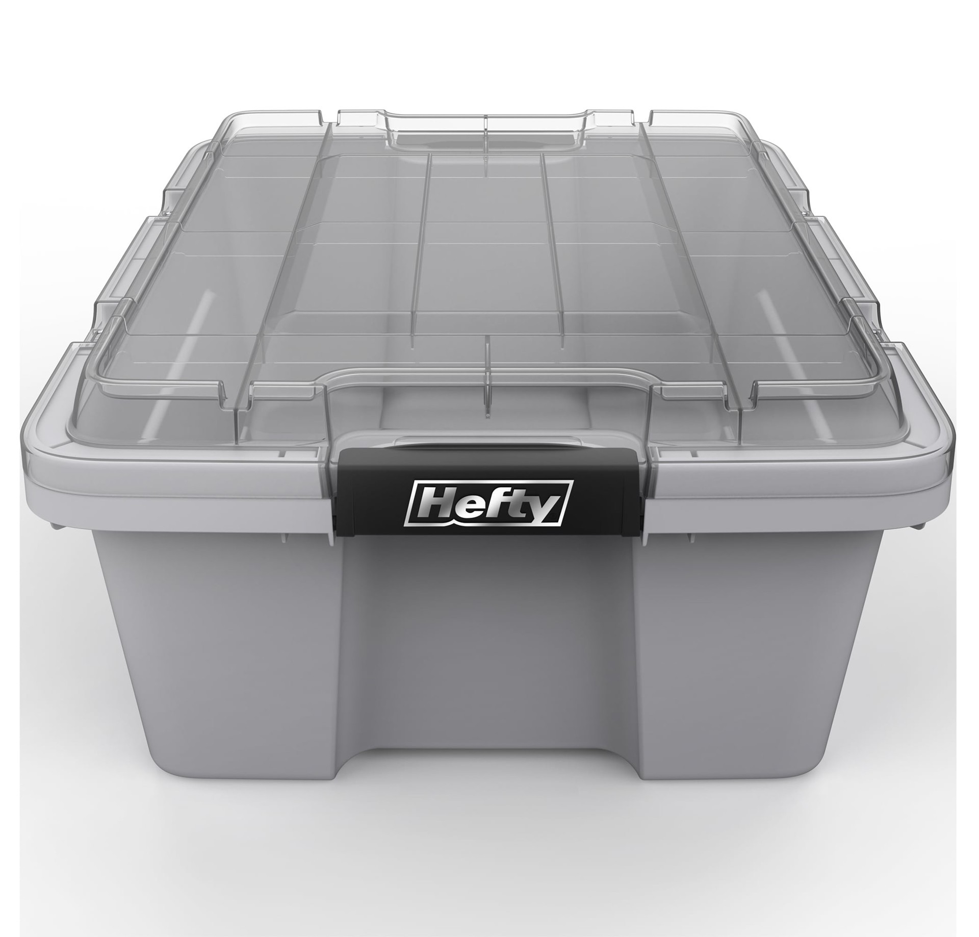 slide 2 of 6, Hefty MAX PRO Large 12 -Gallons ( 48 -Quarts ) Gray Heavy Duty Stackable Tote with Latching Lid, 1 ct