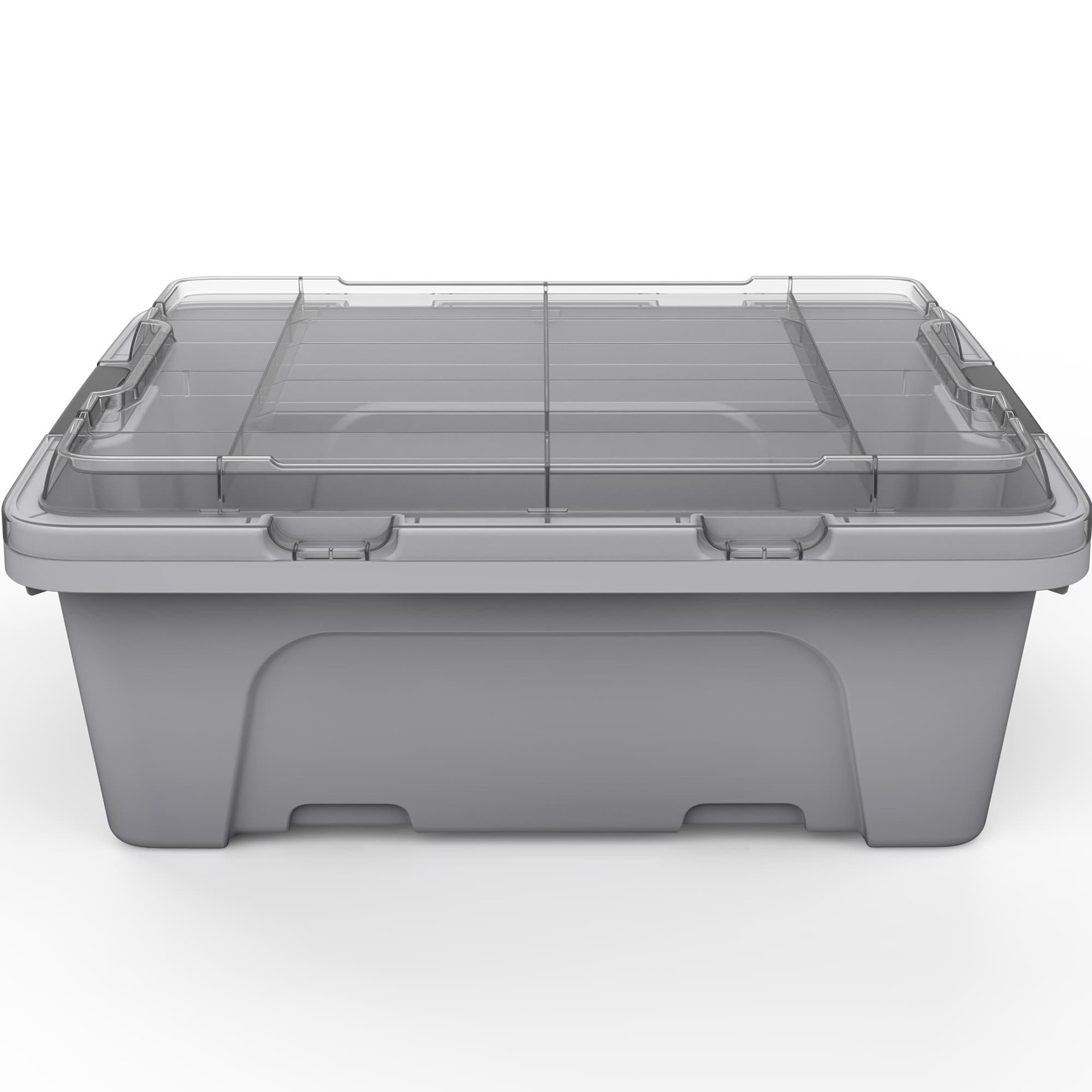 slide 3 of 6, Hefty MAX PRO Large 12 -Gallons ( 48 -Quarts ) Gray Heavy Duty Stackable Tote with Latching Lid, 1 ct