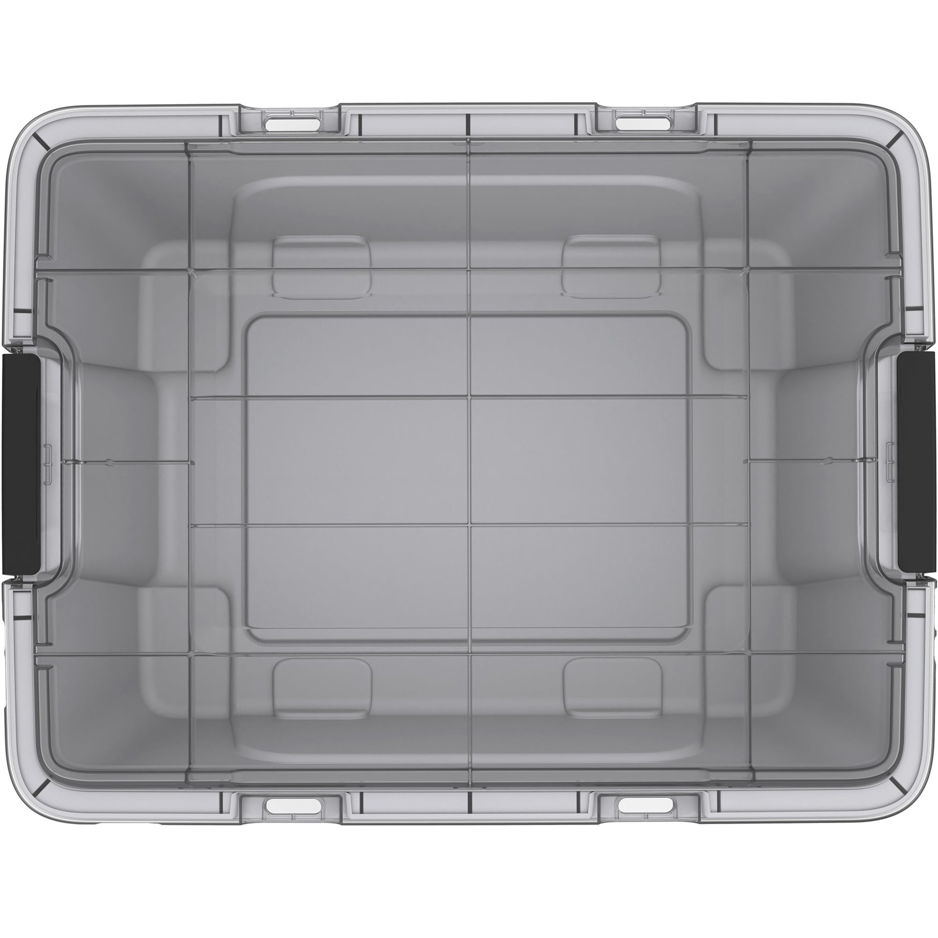 slide 4 of 6, Hefty MAX PRO Large 12 -Gallons ( 48 -Quarts ) Gray Heavy Duty Stackable Tote with Latching Lid, 1 ct