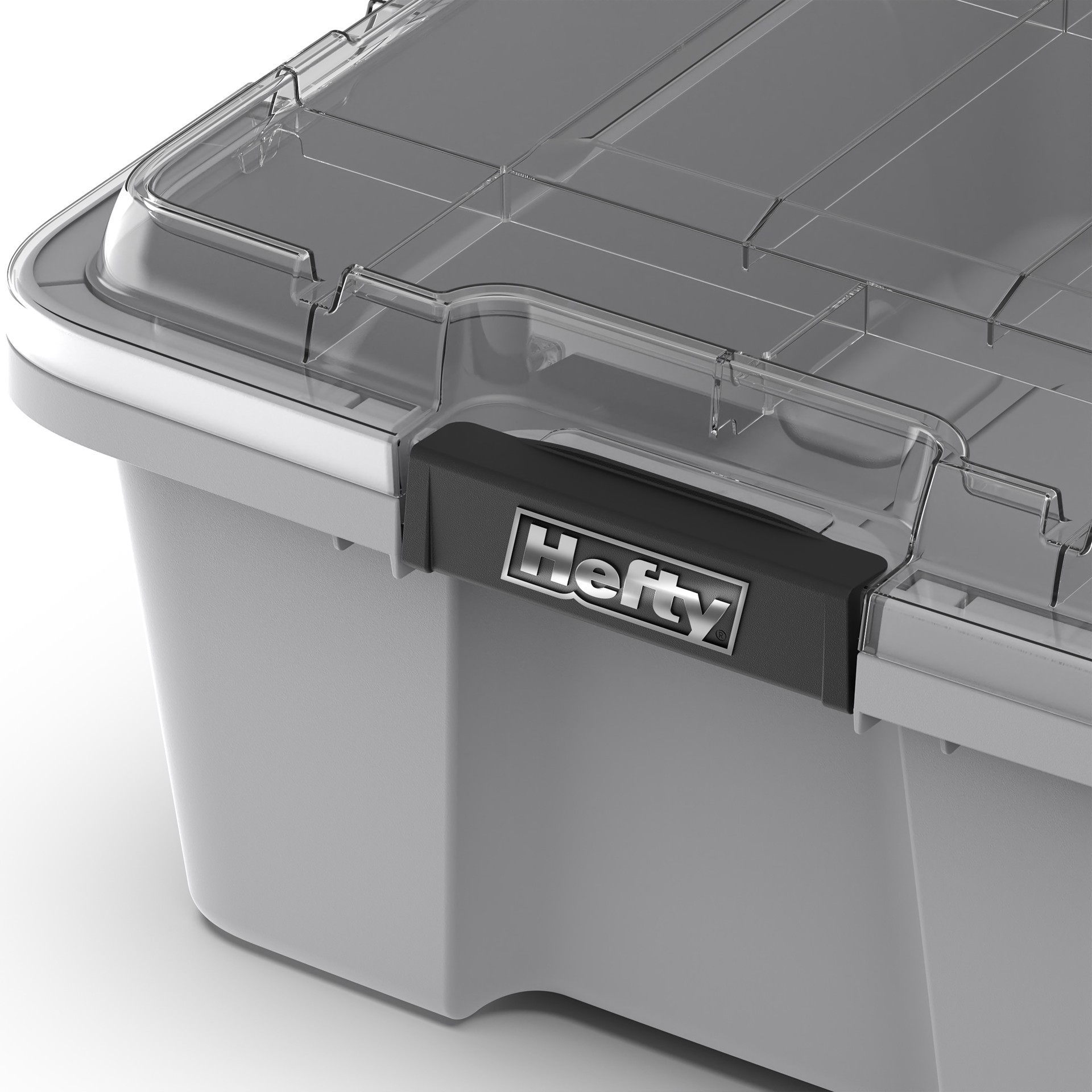 slide 6 of 6, Hefty MAX PRO Large 12 -Gallons ( 48 -Quarts ) Gray Heavy Duty Stackable Tote with Latching Lid, 1 ct