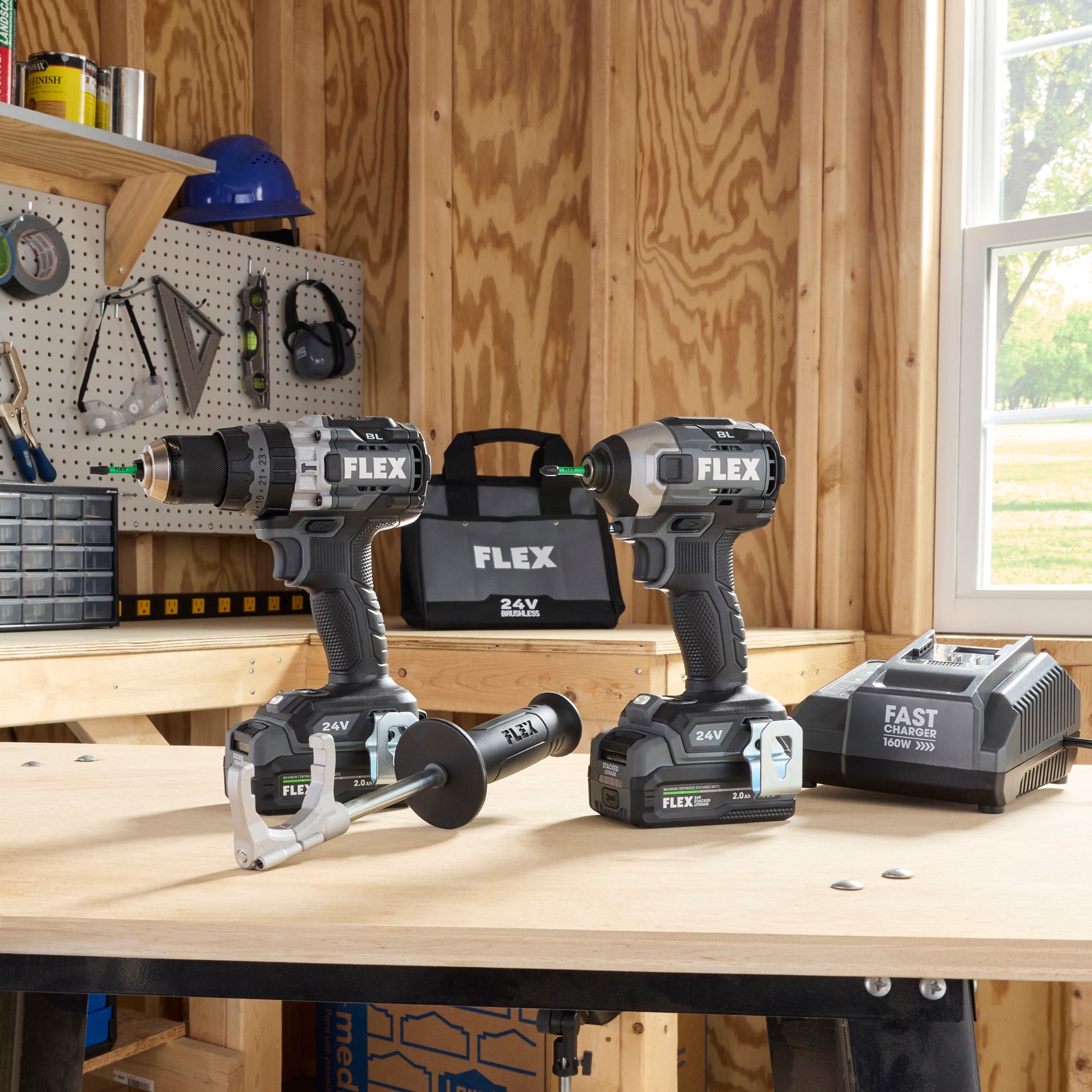 slide 2 of 6, FLEX 24-volt 2-Tool Brushless Power Tool Combo Kit with Soft Case (2-Batteries and Charger Included), 1 ct