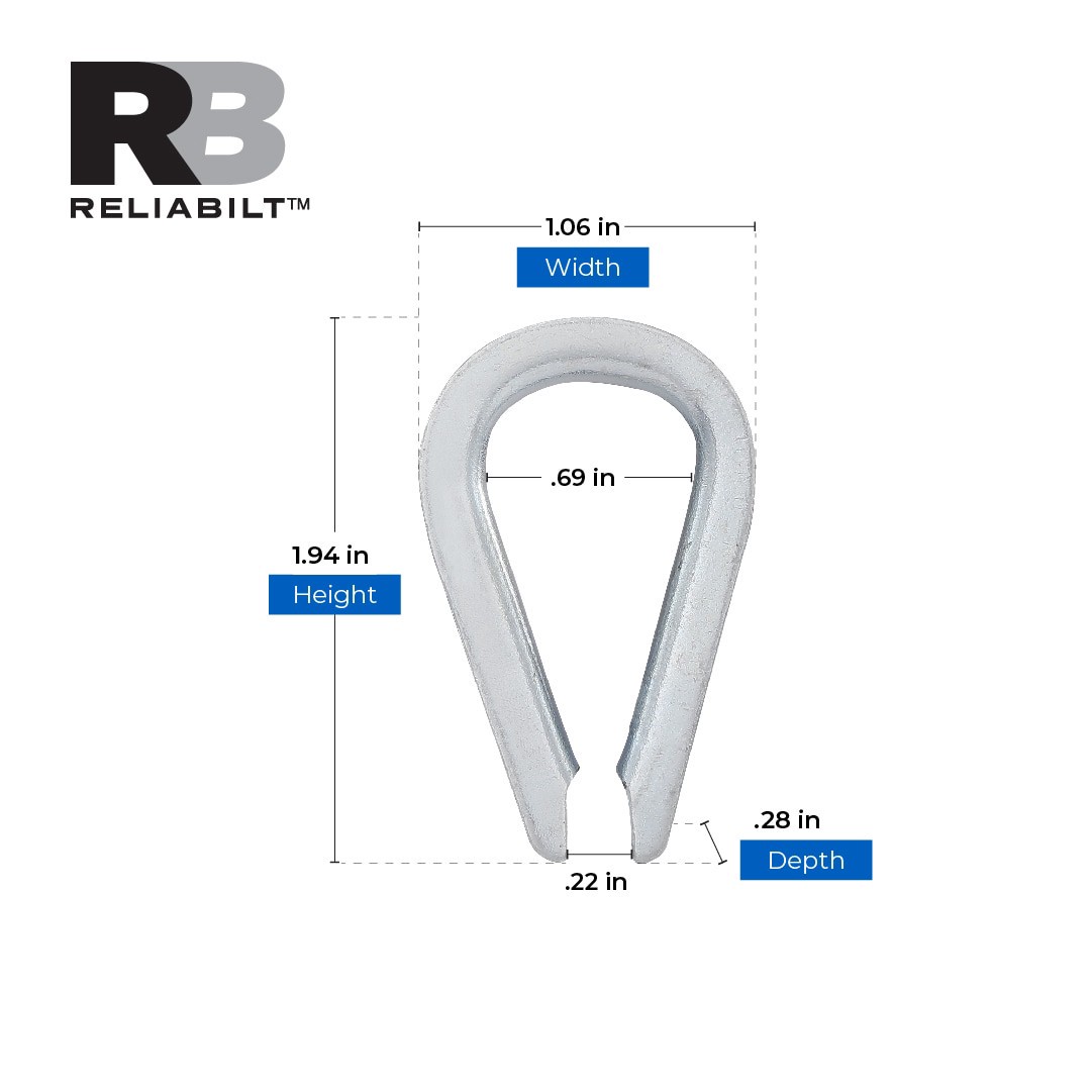 slide 3 of 6, RELIABILT 1/8-in Zinc Plated Steel Rope Thimble, 1 ct
