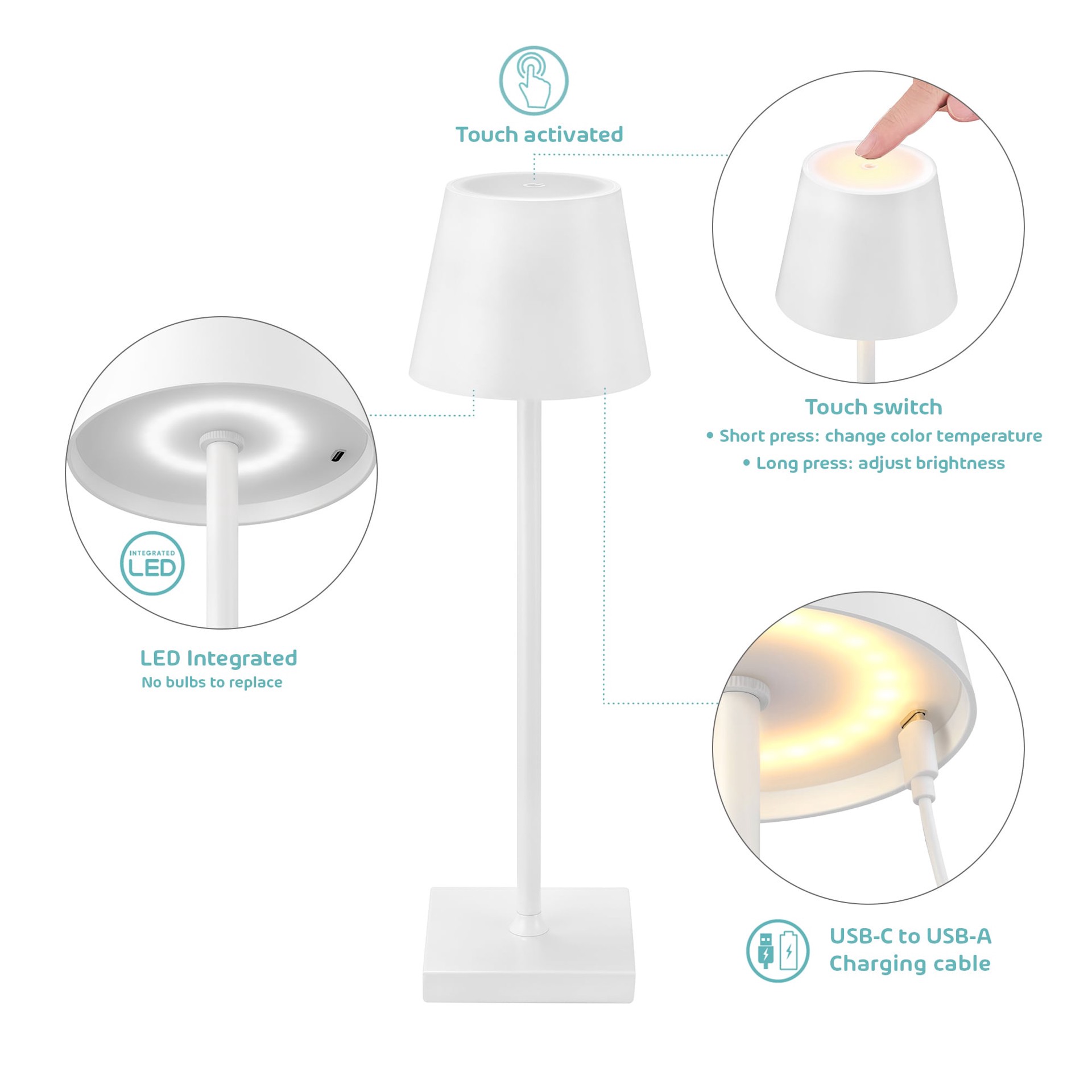 slide 5 of 6, Origin 21 15-in Matte white LED Touch Table Lamp with Metal Shade, 1 ct