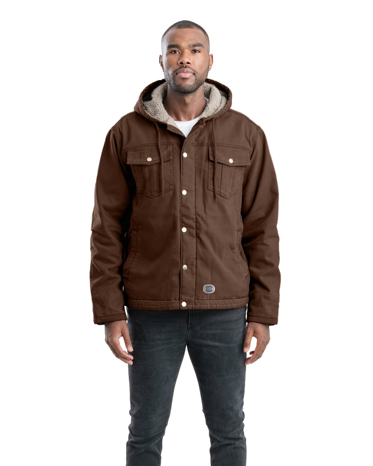 slide 1 of 4, BERNE APPAREL Men's Bark Medium Weight Canvas Hooded Insulated Jacket (Medium), 1 ct
