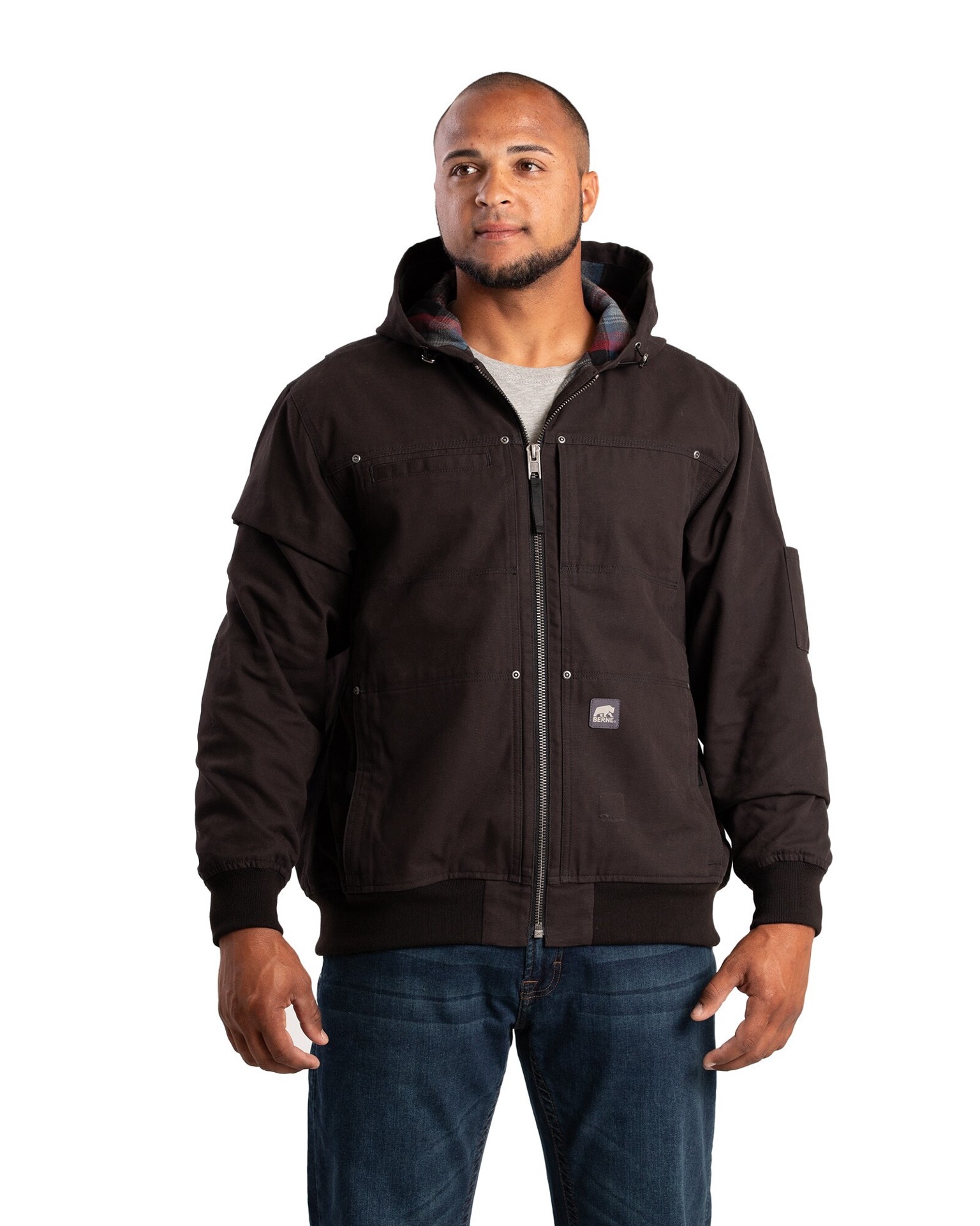 slide 1 of 4, BERNE APPAREL Men's Black Canvas Hooded Insulated Insulated jacket ( X-large ), 1 ct