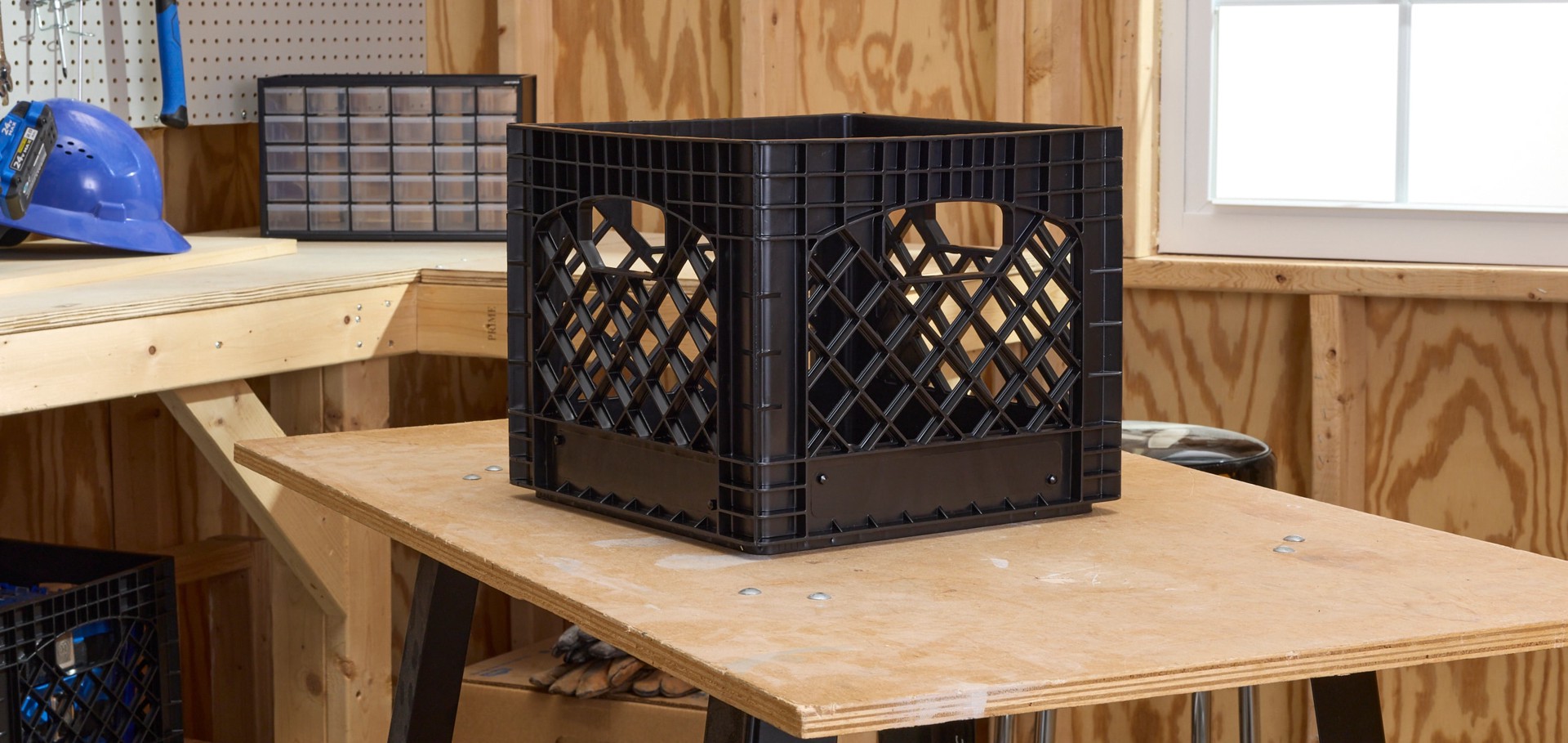 slide 4 of 6, Project Source Small 6 -Gallons ( 24 -Quarts ) black Heavy Duty Stackable Tote, 1 ct