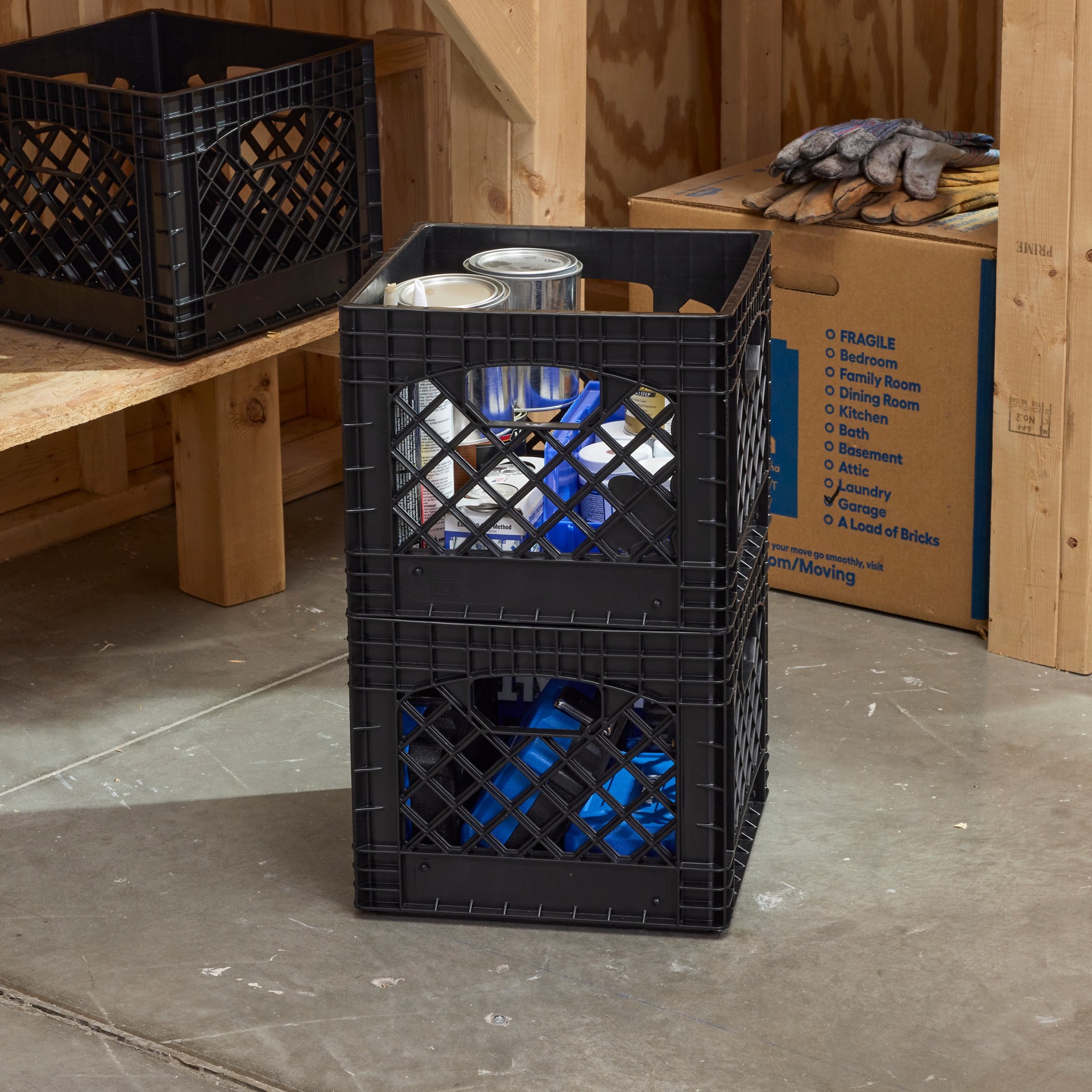 slide 6 of 6, Project Source Small 6 -Gallons ( 24 -Quarts ) black Heavy Duty Stackable Tote, 1 ct