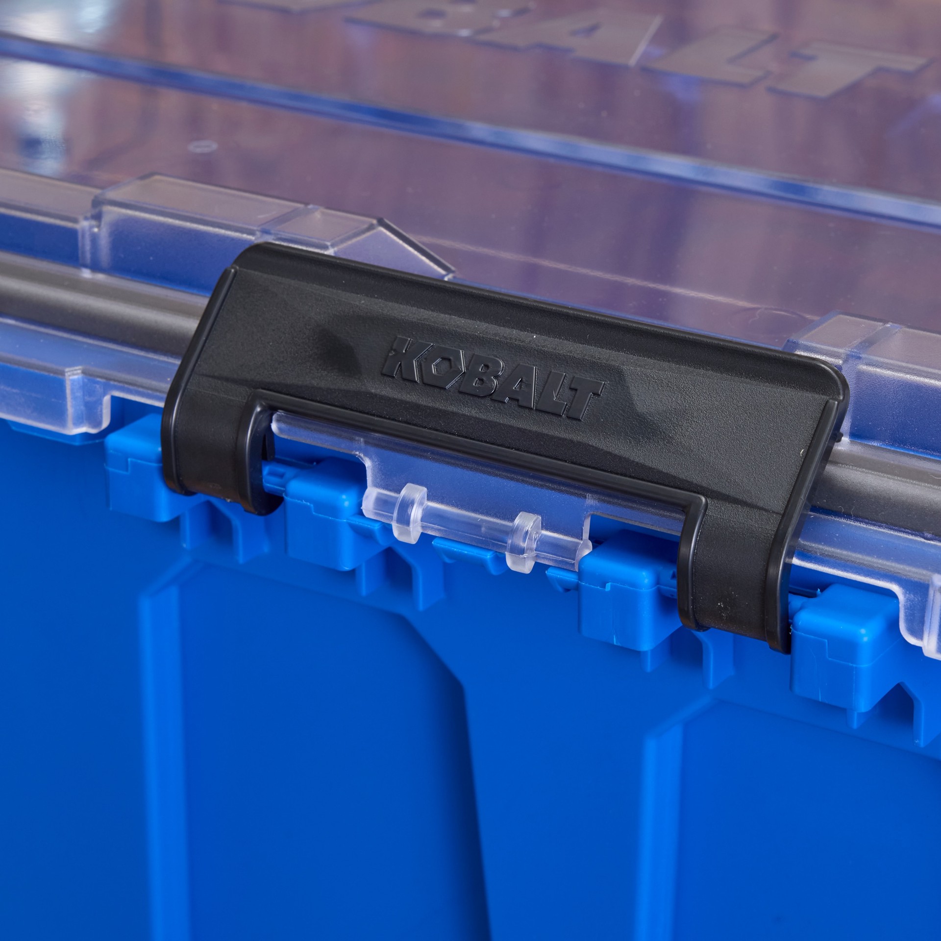 slide 2 of 6, Kobalt Large 20 -Gallons ( 80 -Quarts ) blue Heavy Duty Stackable Tote with Latching Lid, 1 ct