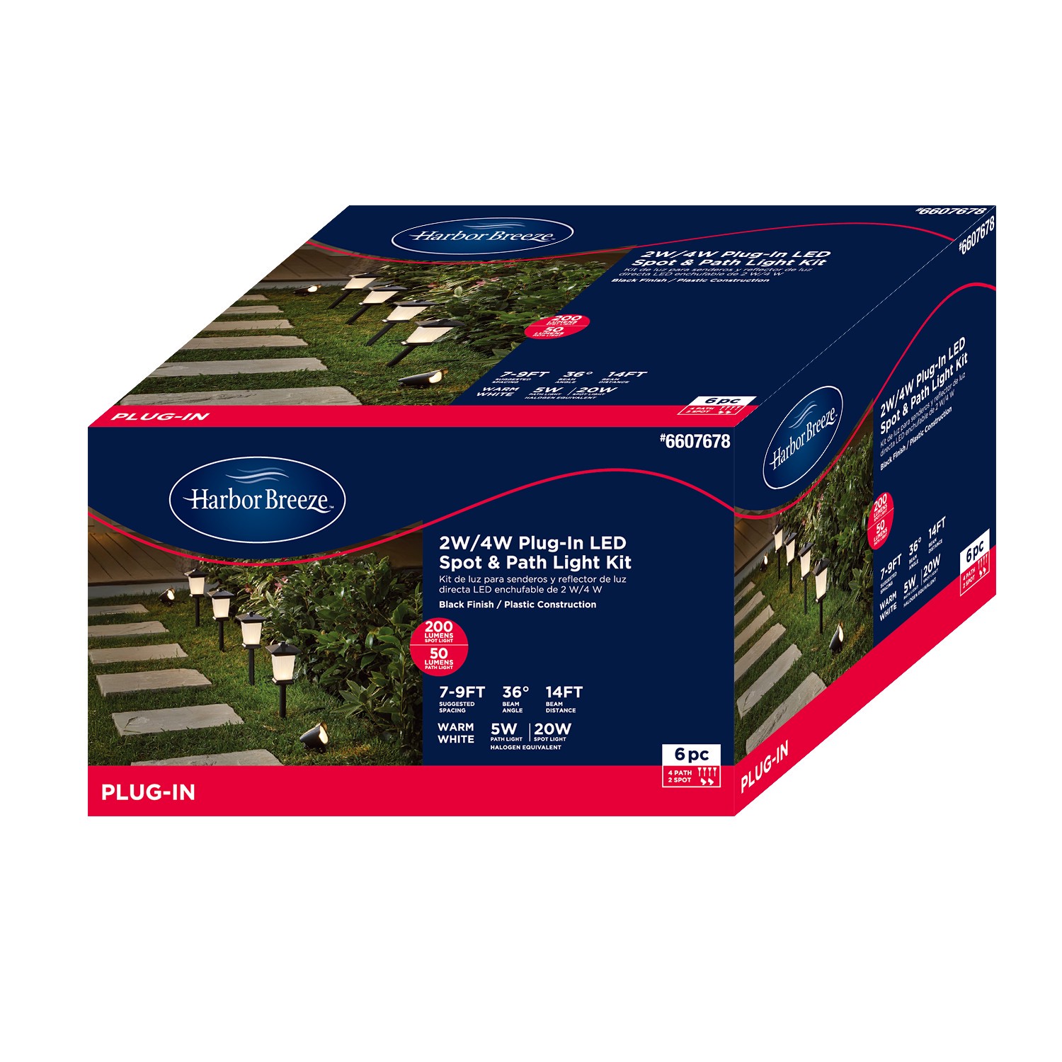 slide 2 of 6, Harbor Breeze 200 -Lumens 68 -Watt black Line voltage Plug-in LED Outdoor Path Light ( 3000-K ), 1 ct