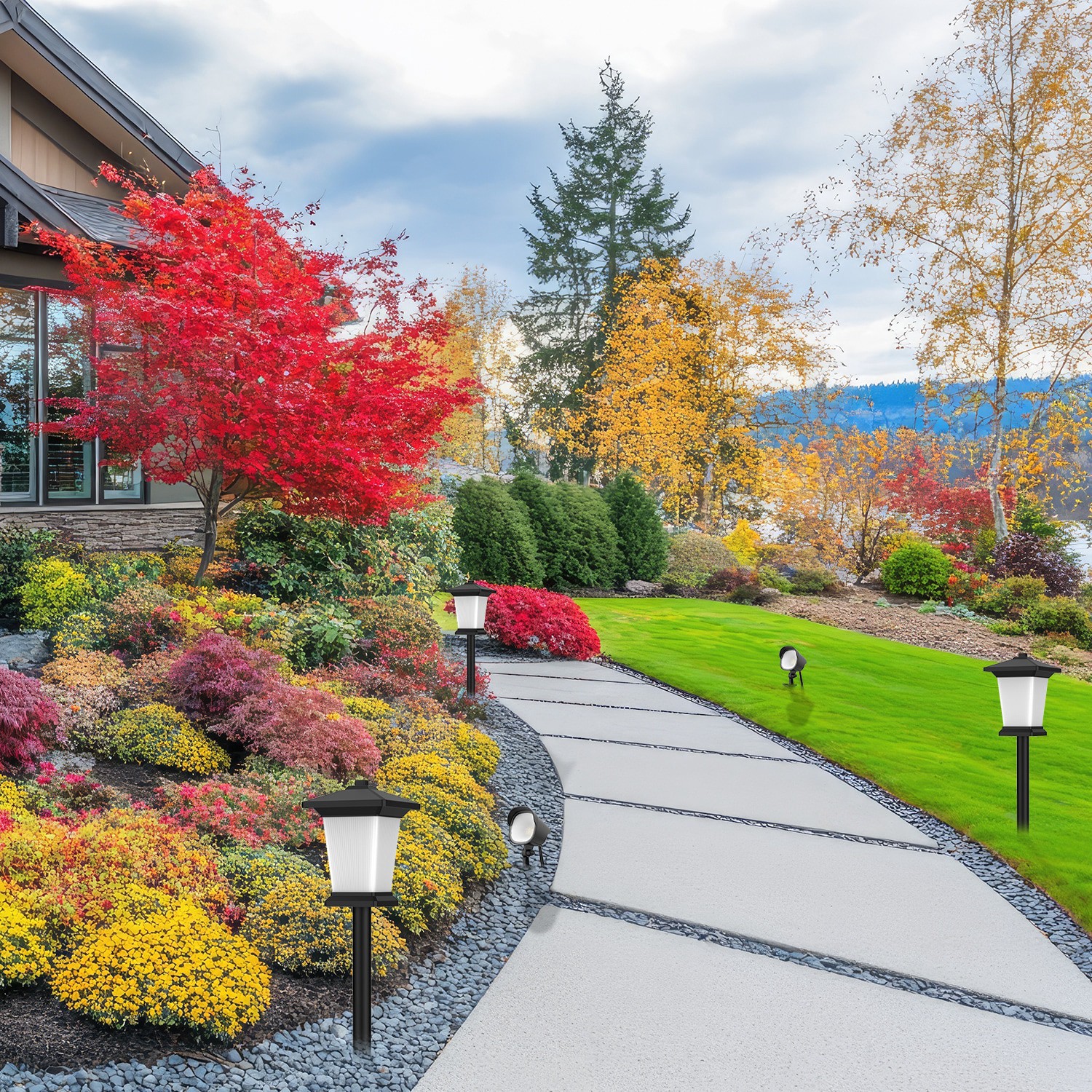 slide 5 of 6, Harbor Breeze 200 -Lumens 68 -Watt black Line voltage Plug-in LED Outdoor Path Light ( 3000-K ), 1 ct