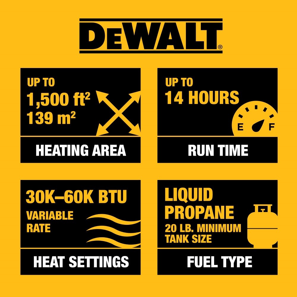 slide 6 of 6, DEWALT DeWalt forced air propane 60000 -BTU Outdoor Portable Forced air Propane Heater, 1 ct