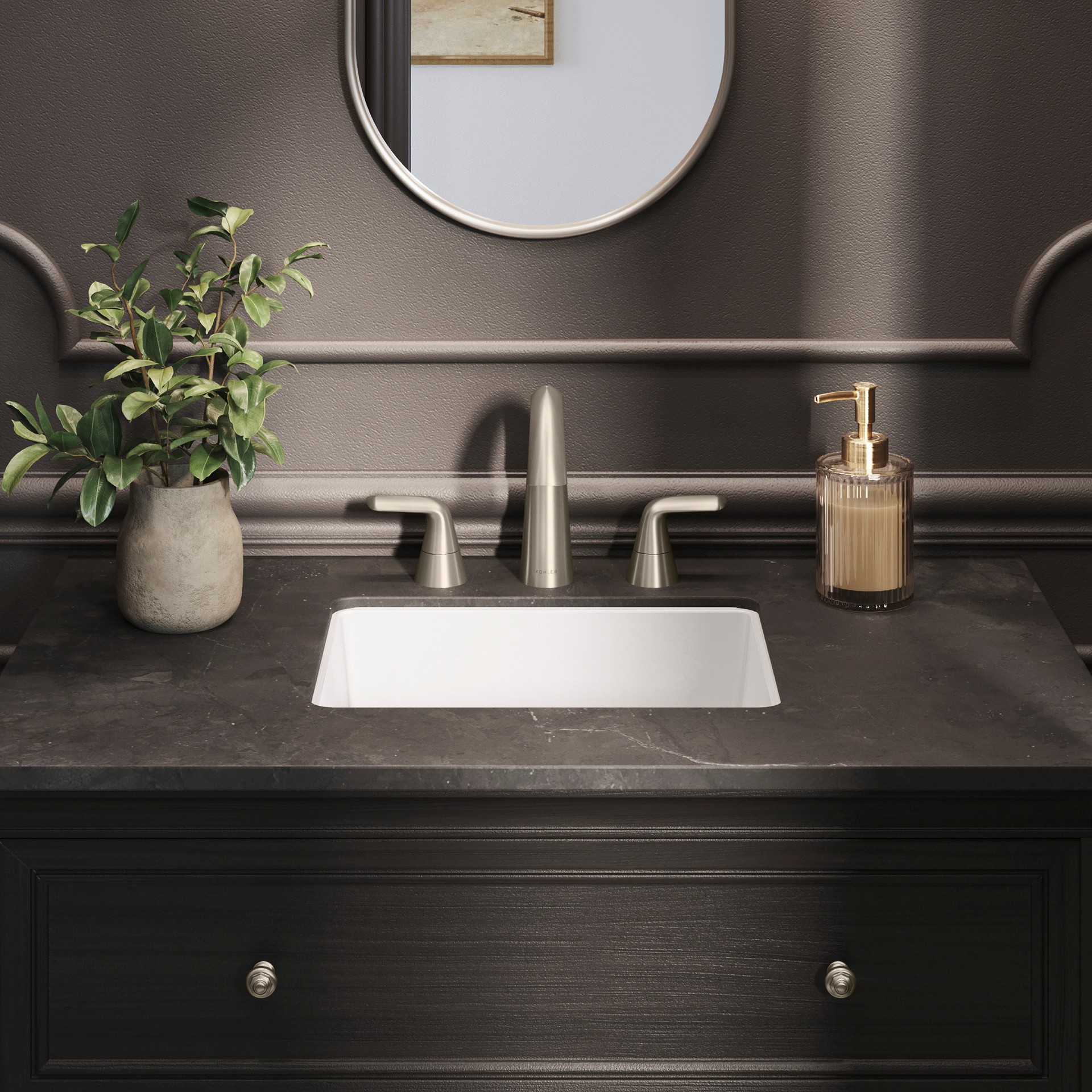 slide 5 of 6, KOHLER Avail Vitreous China 13.57-in Undermount Rectangular Transitional White Bathroom Sink, 1 ct