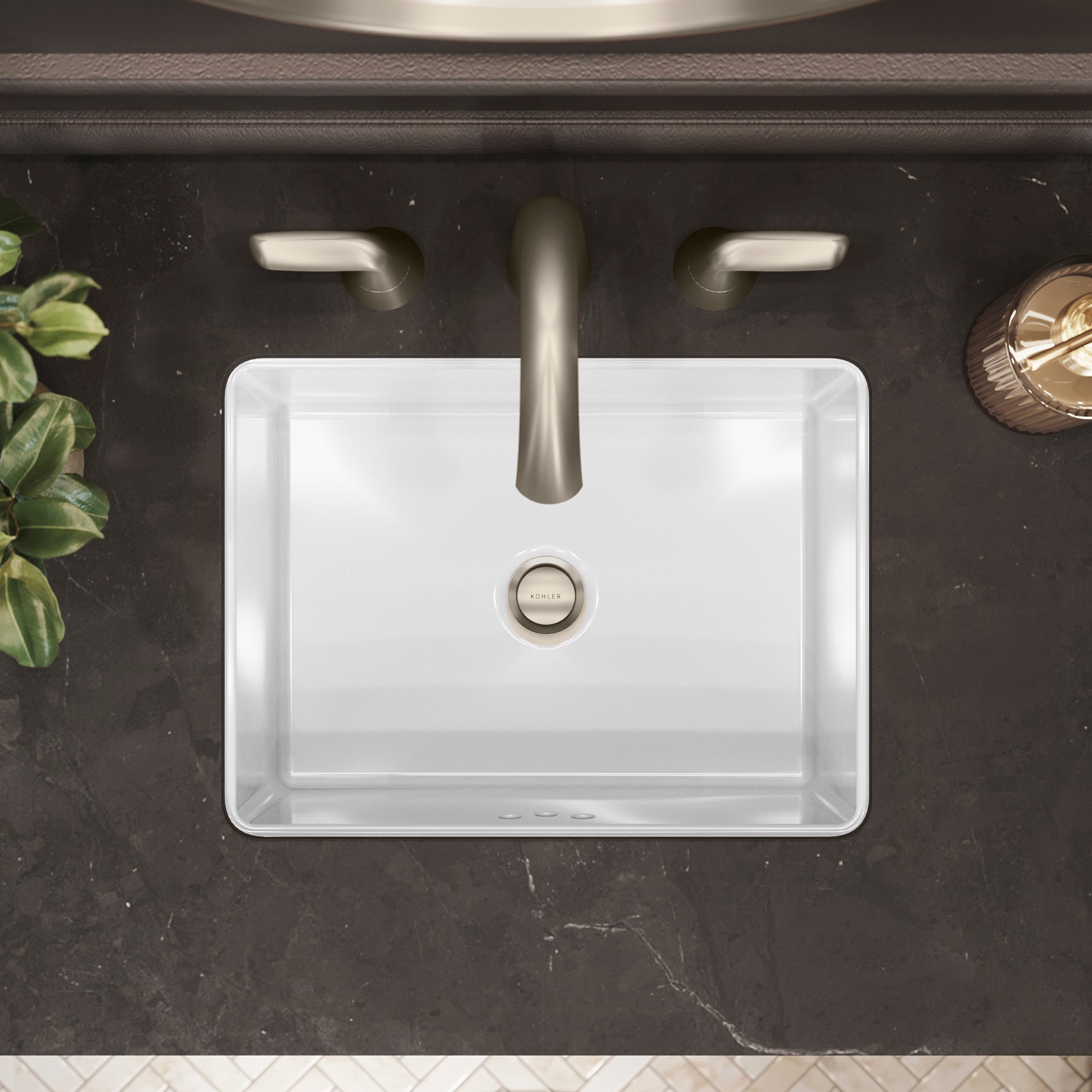 slide 6 of 6, KOHLER Avail Vitreous China 13.57-in Undermount Rectangular Transitional White Bathroom Sink, 1 ct