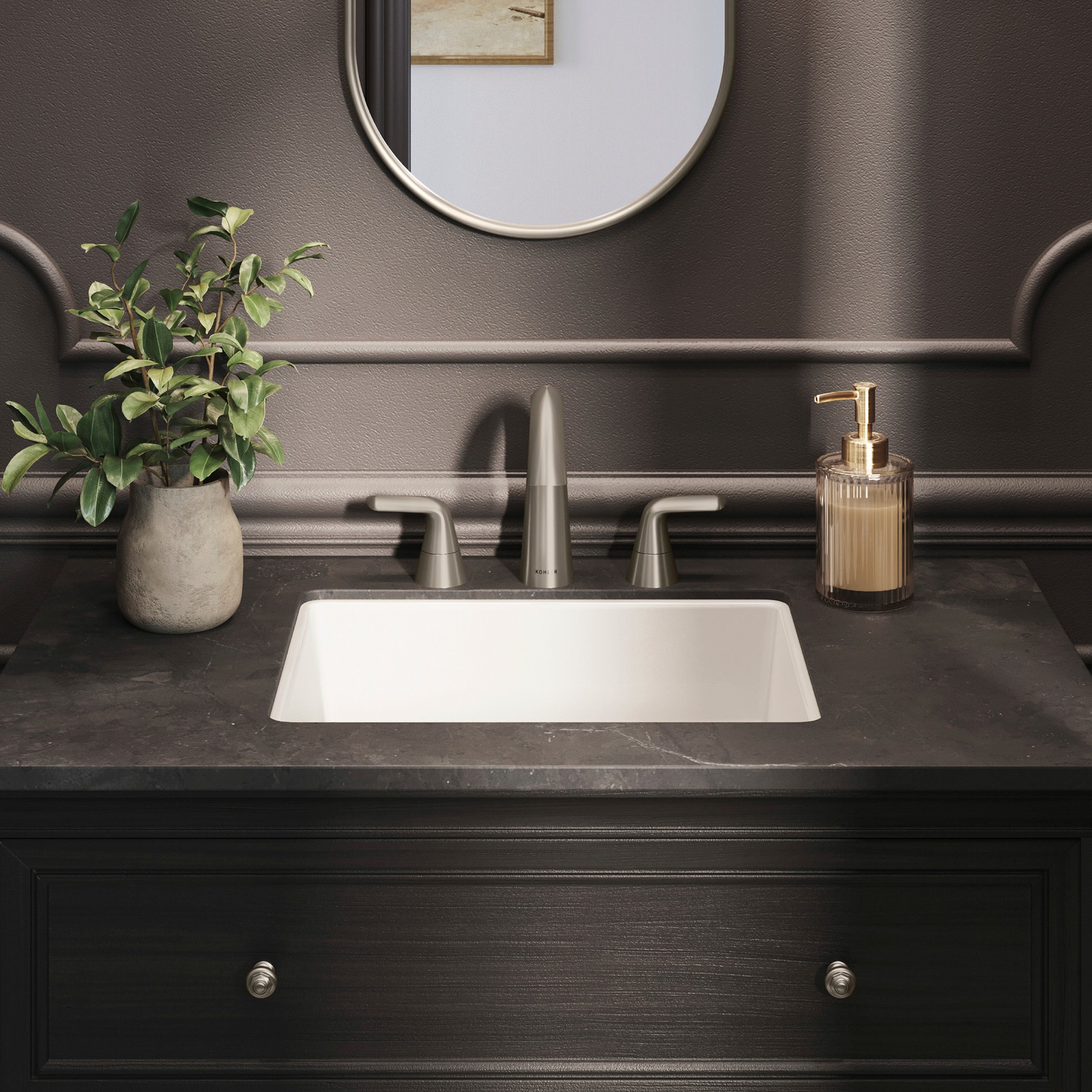 slide 5 of 6, KOHLER Avail Vitreous China 15.59-in Undermount Rectangular Transitional White Bathroom Sink, 1 ct