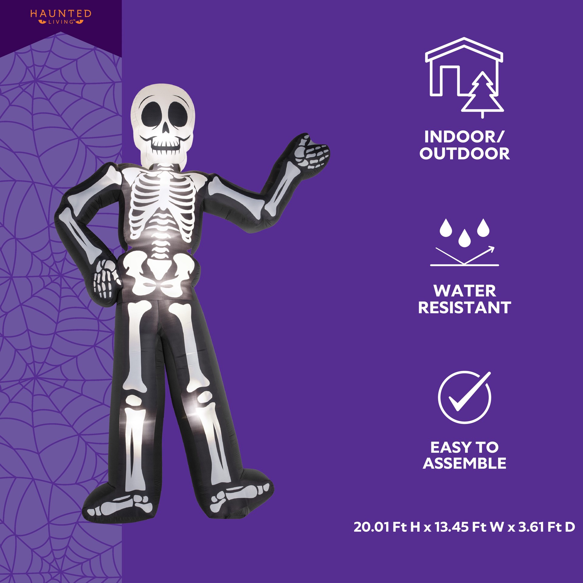 slide 2 of 6, Haunted Living 20-ft Colossal Skeleton Inflatable, 1 ct