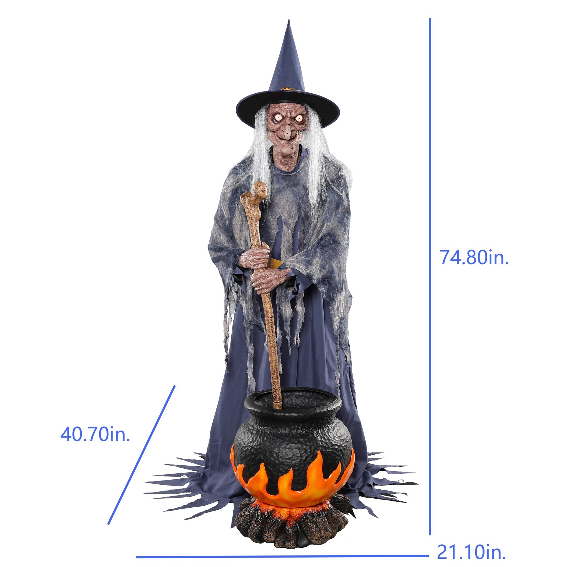 slide 4 of 6, Haunted Living 6-ft Witch with Cauldron Motion Activated Lighted Animatronic, 1 ct